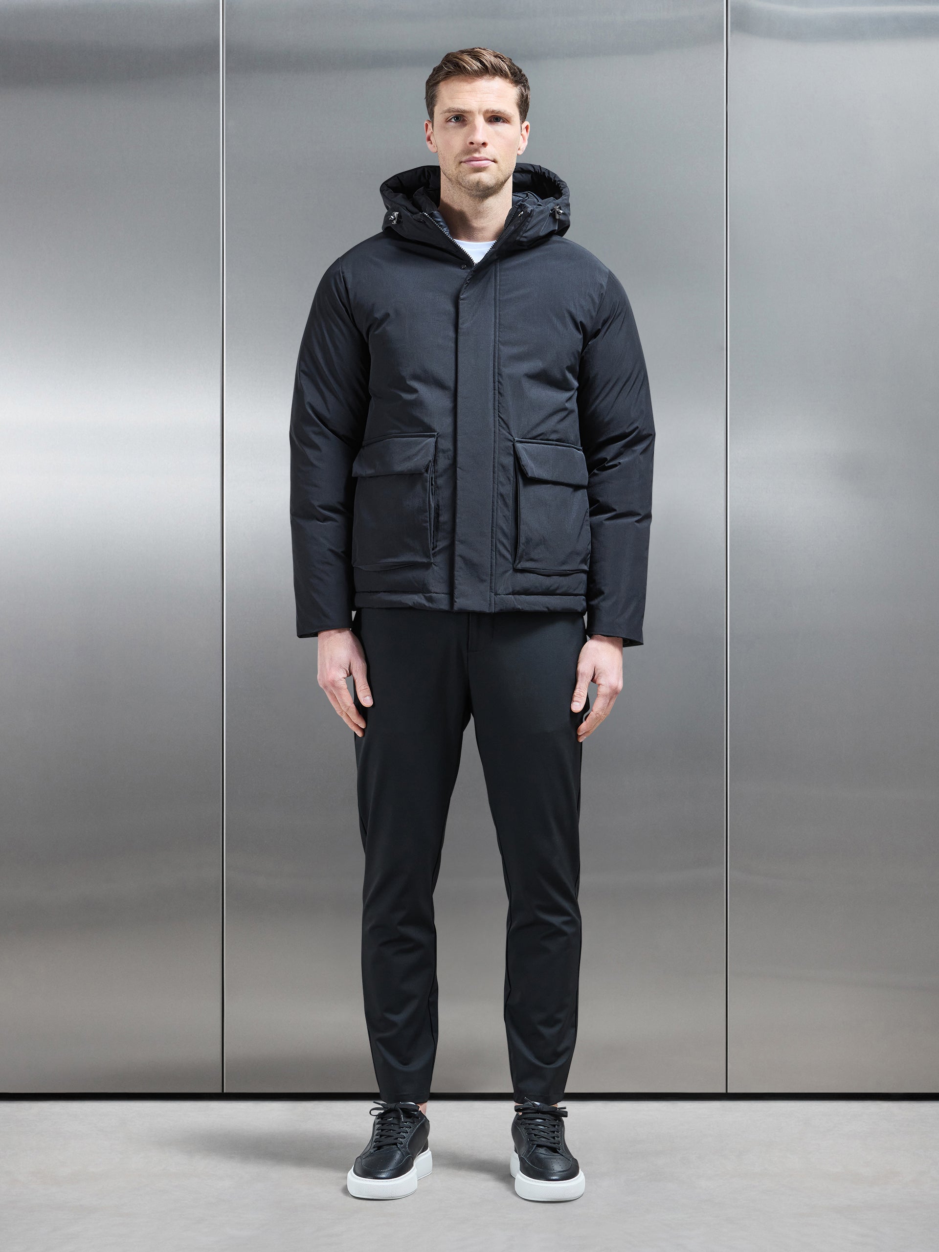 Pocket Puffer Jacket in Black