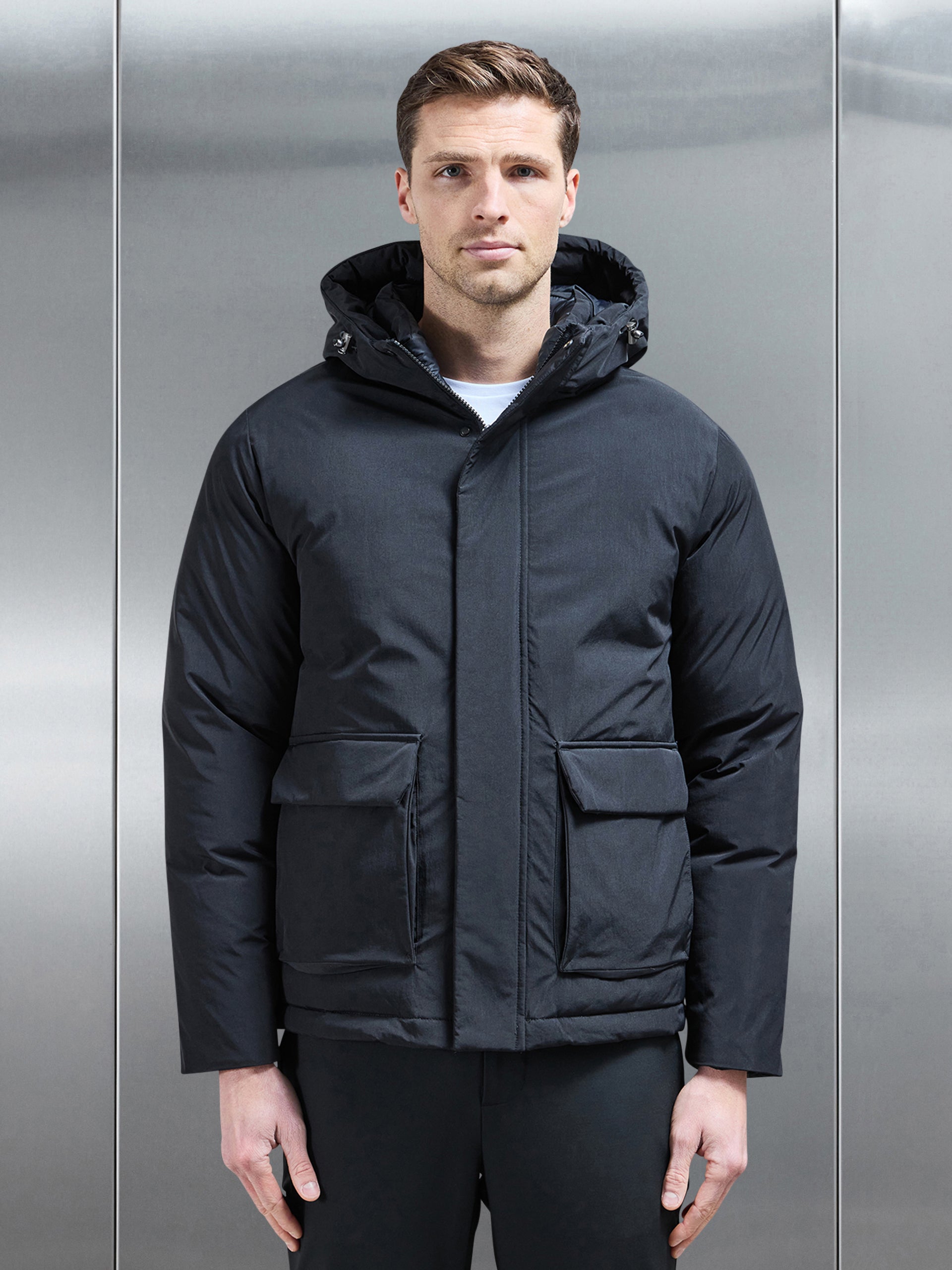 Pocket Puffer Jacket in Black