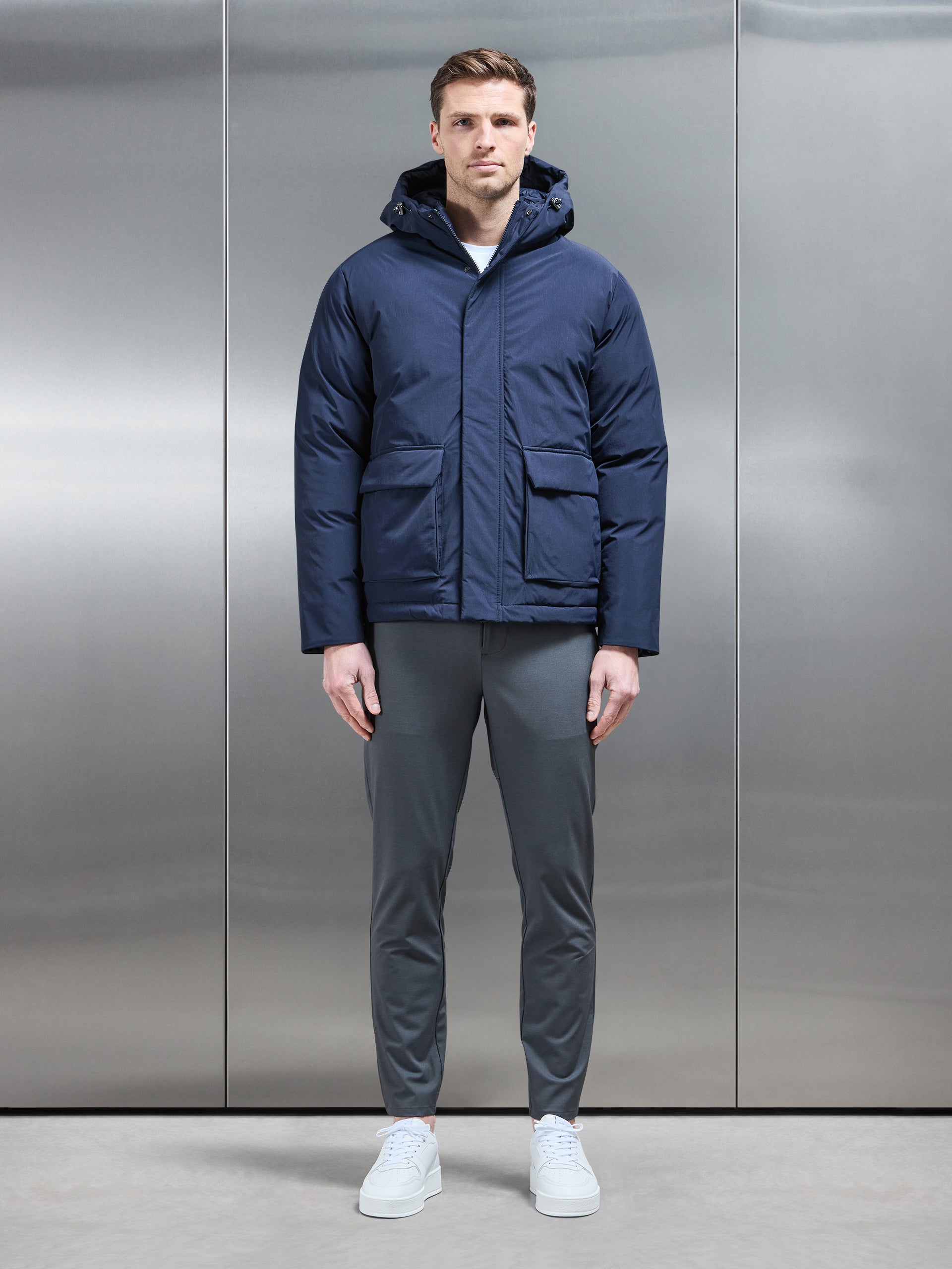 Pocket Puffer Jacket in Navy