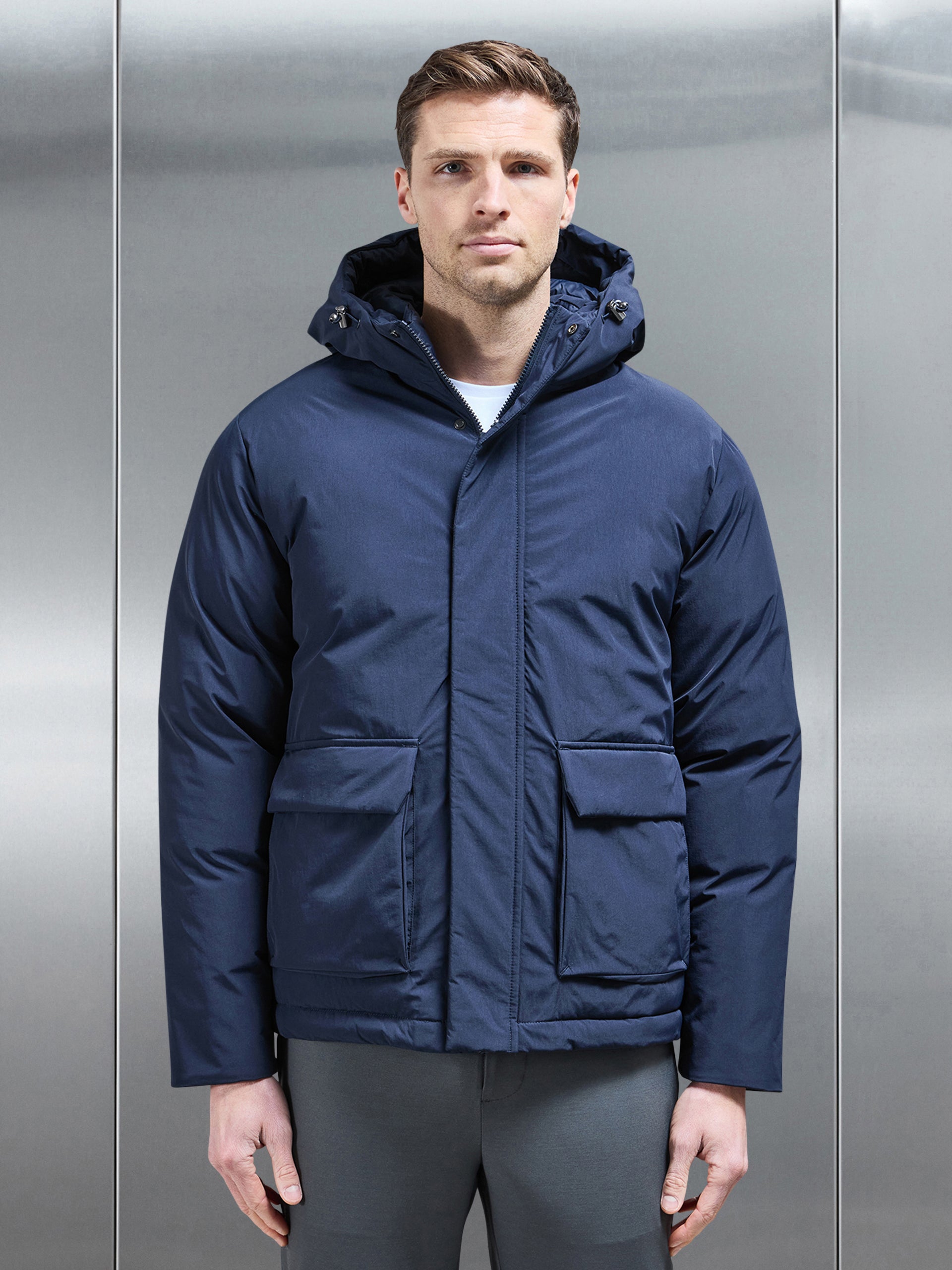 Pocket Puffer Jacket in Navy