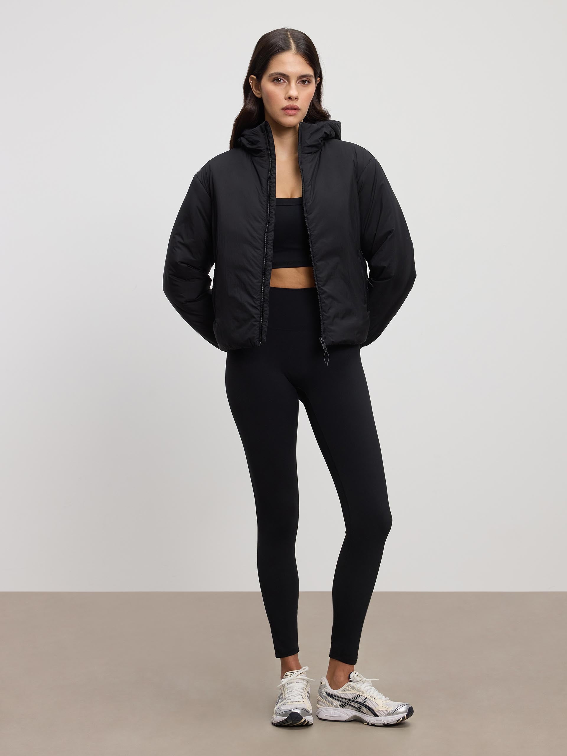Womens Puffer Windbreaker in Black