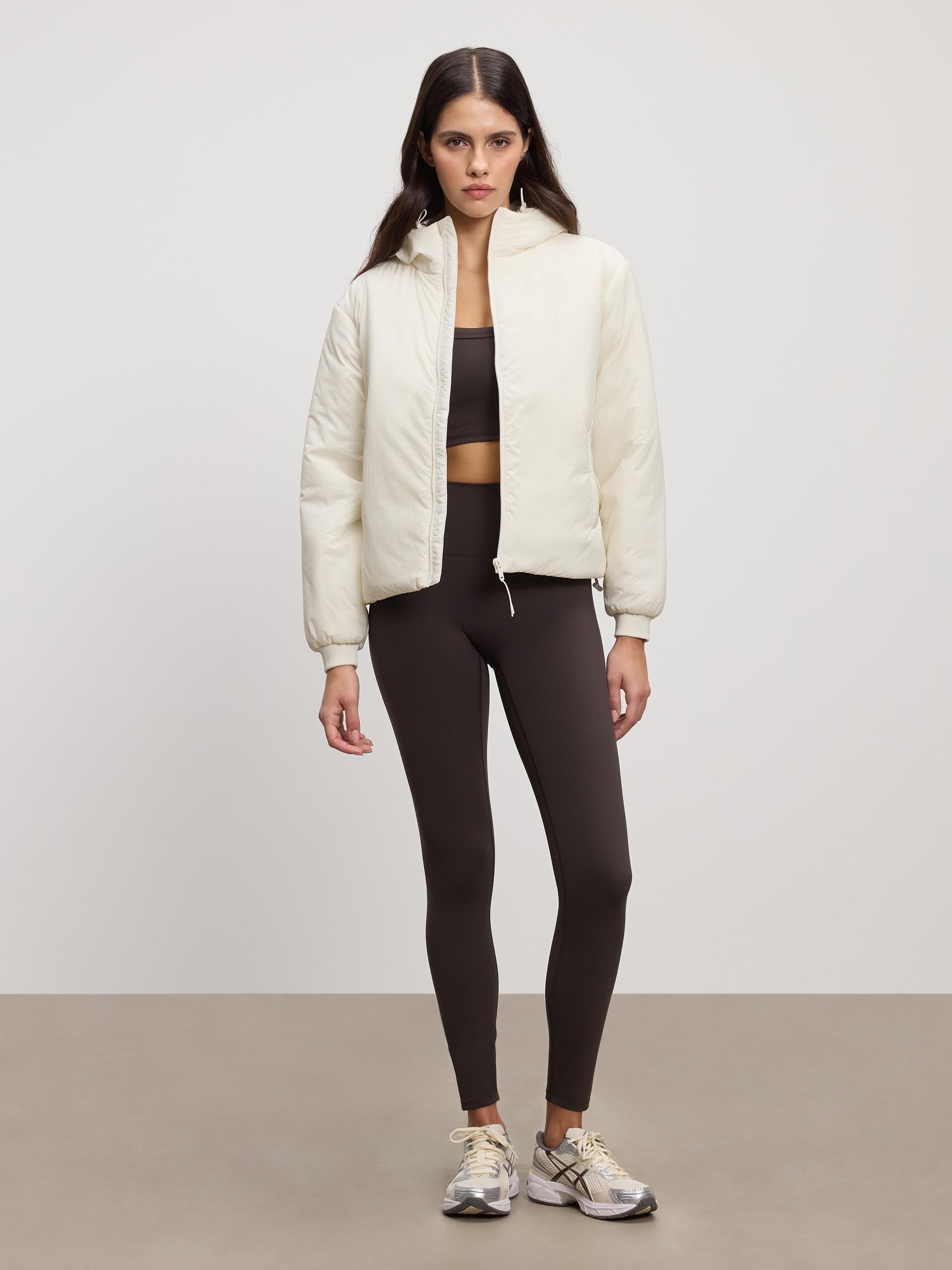 Womens Puffer Windbreaker in Ecru