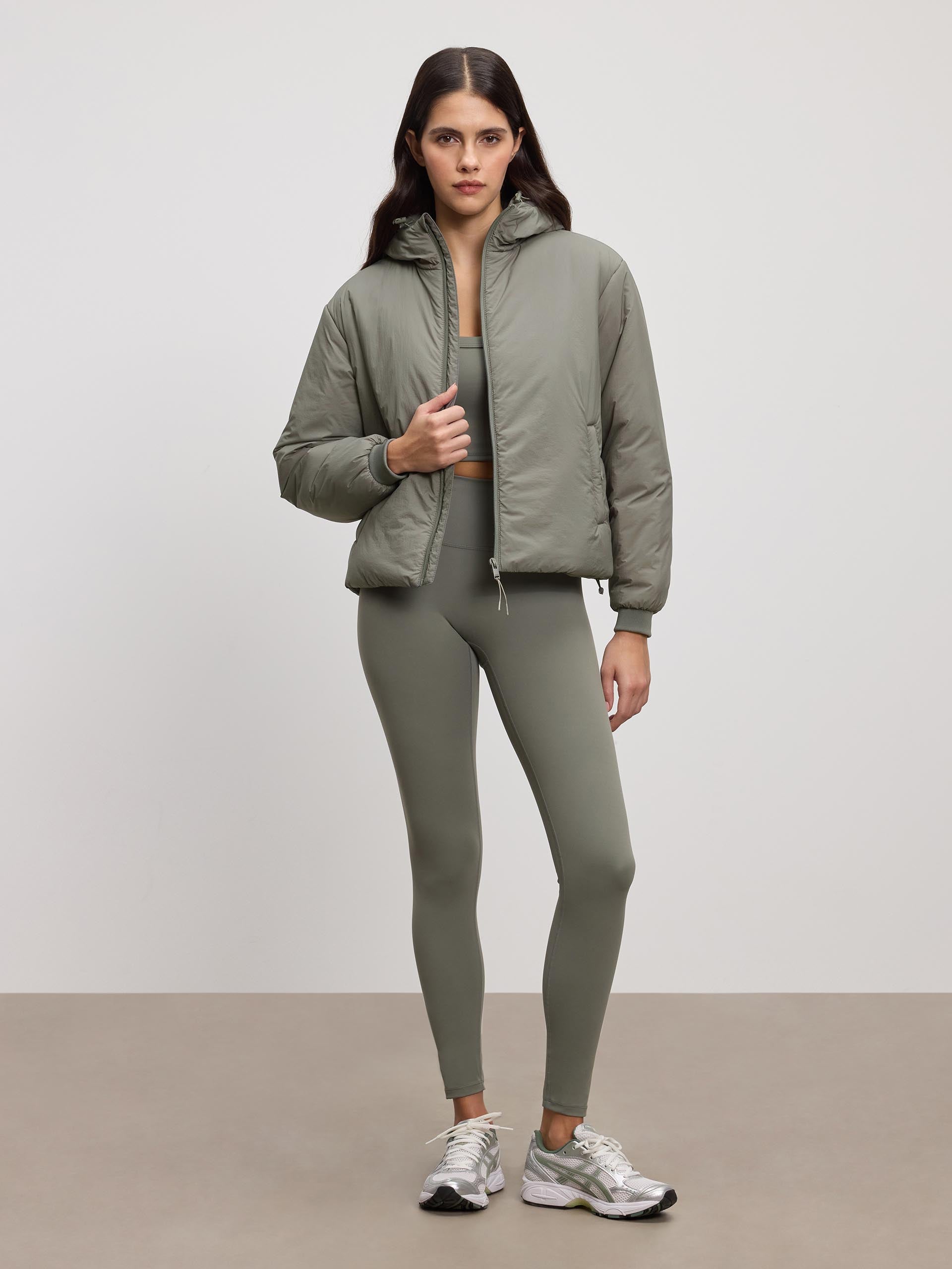 Womens Puffer Windbreaker in Sage