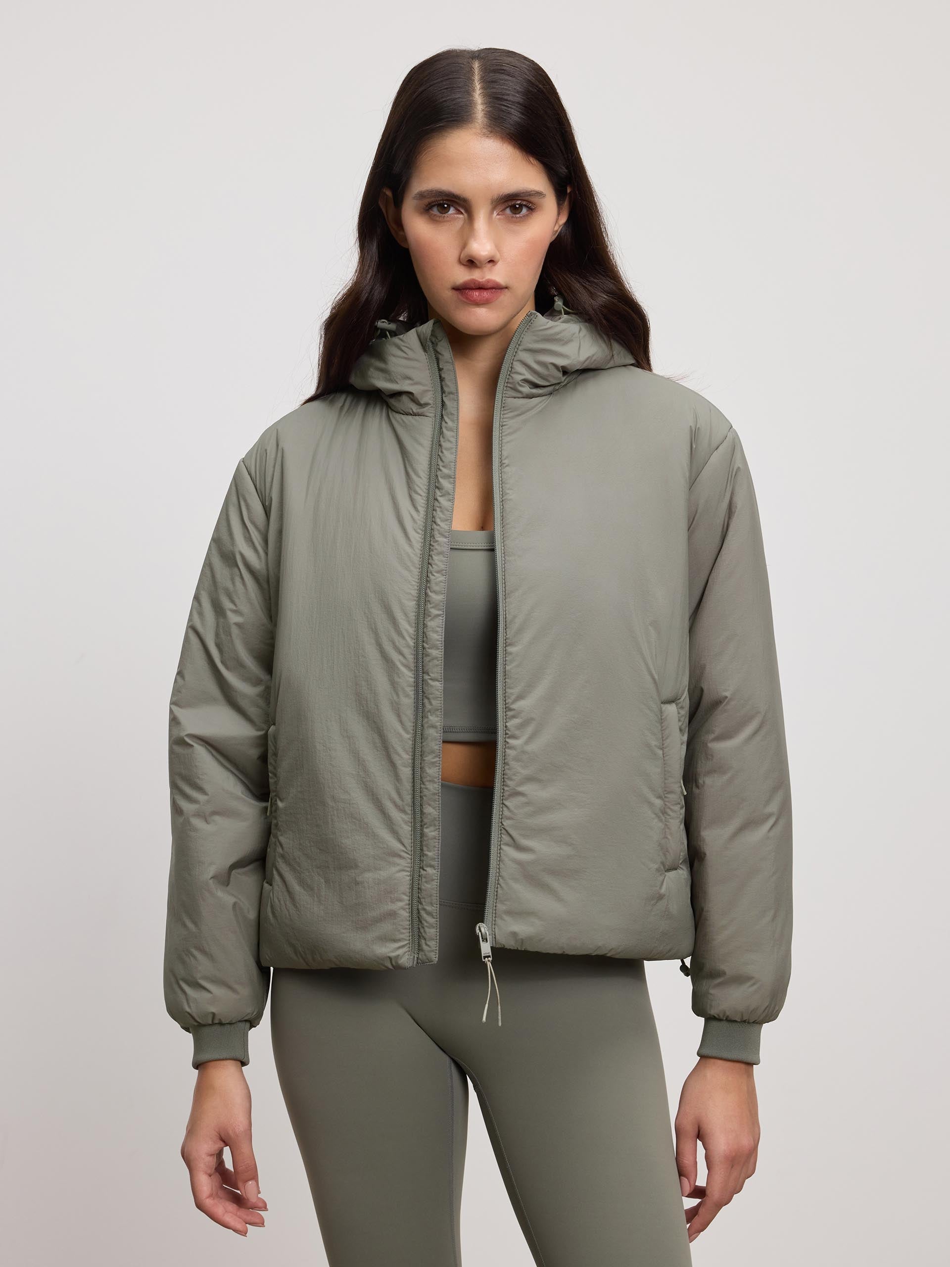 Womens Puffer Windbreaker in Sage