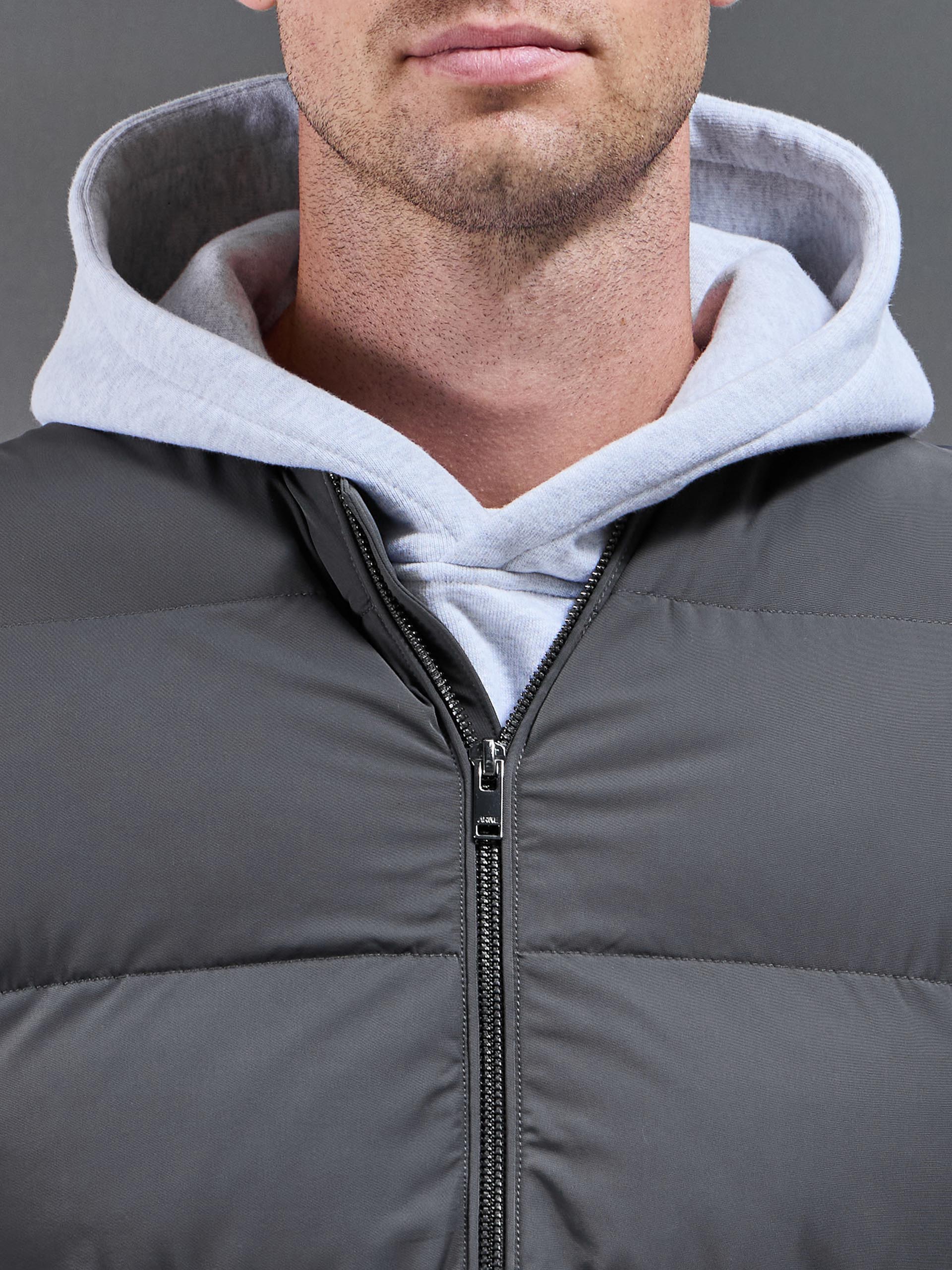 Quilted Bomber Gilet in Grey