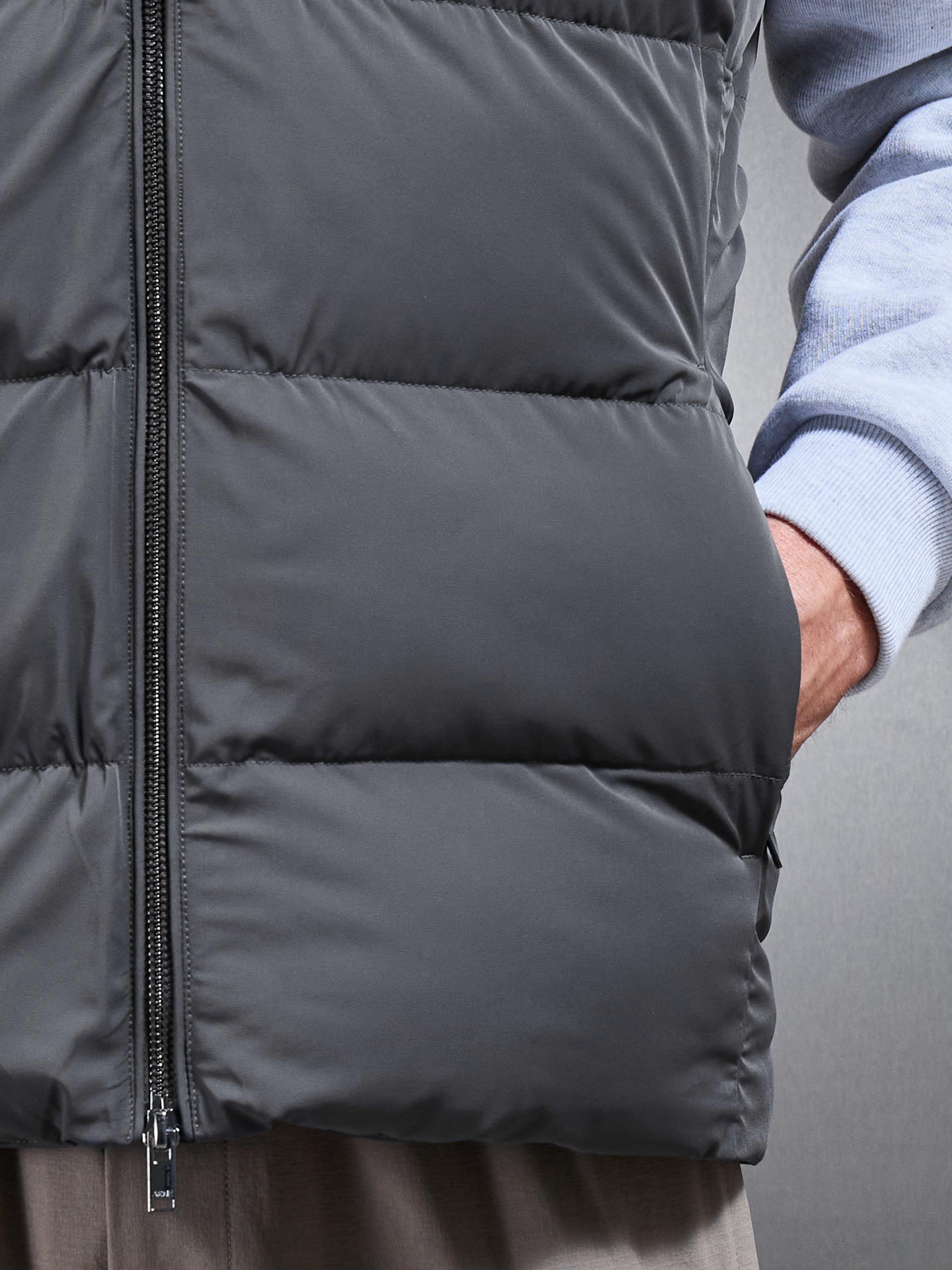 Quilted Bomber Gilet in Grey