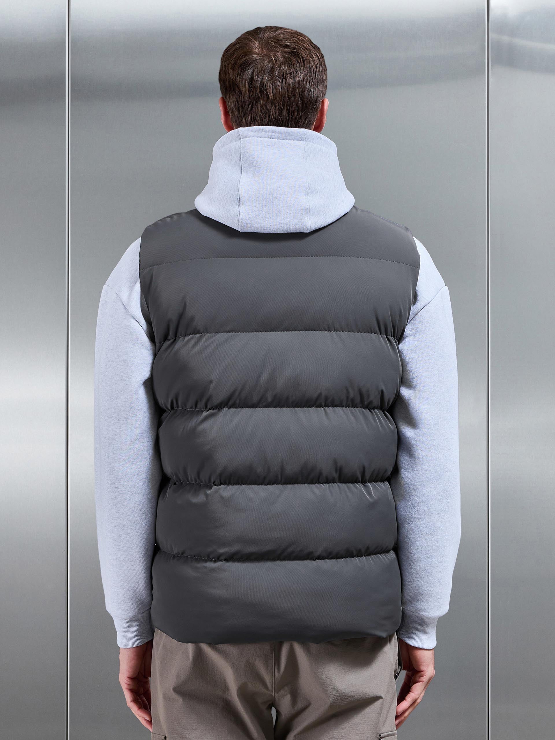 Quilted Bomber Gilet in Grey