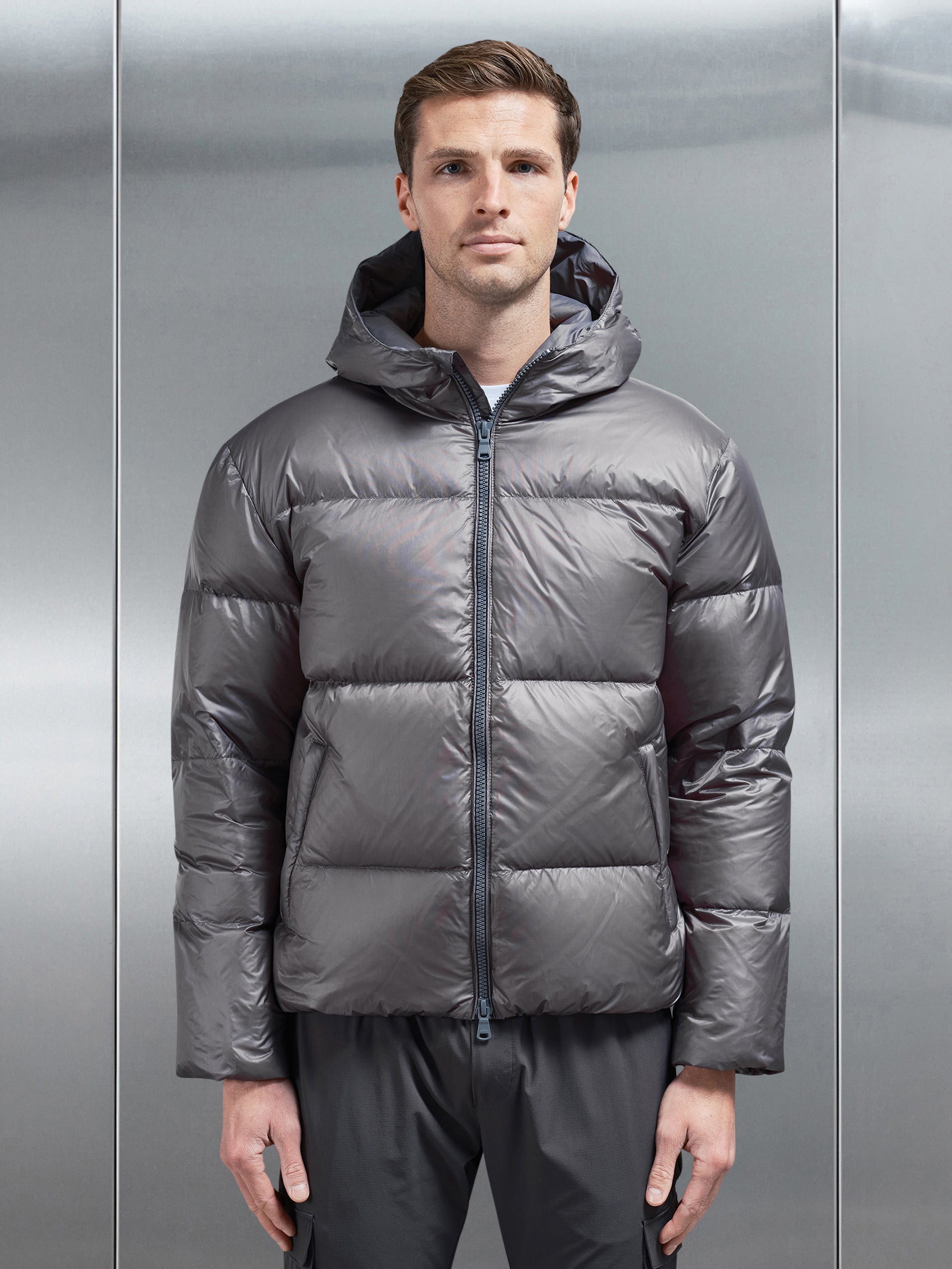 Quilted Down Jacket in Grey