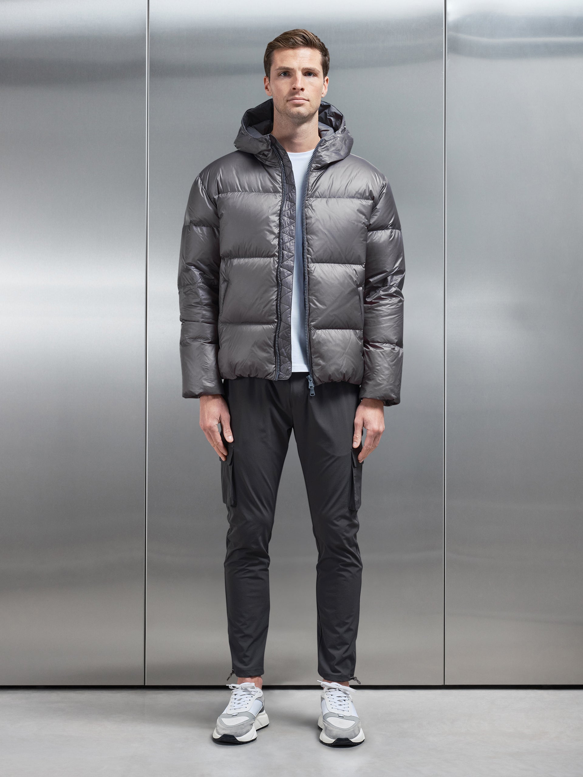 Quilted Down Jacket in Grey
