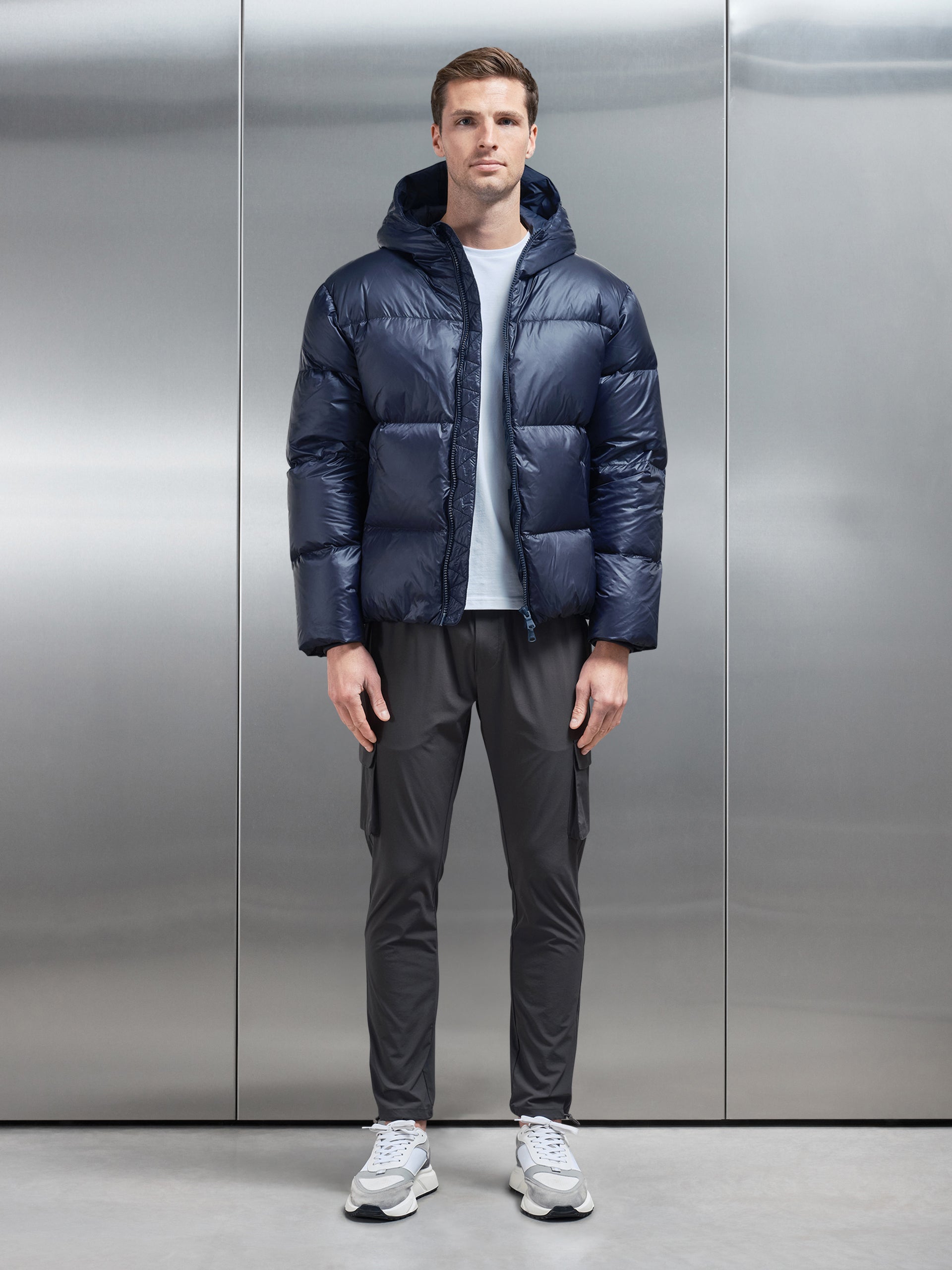 Quilted Down Jacket in Navy