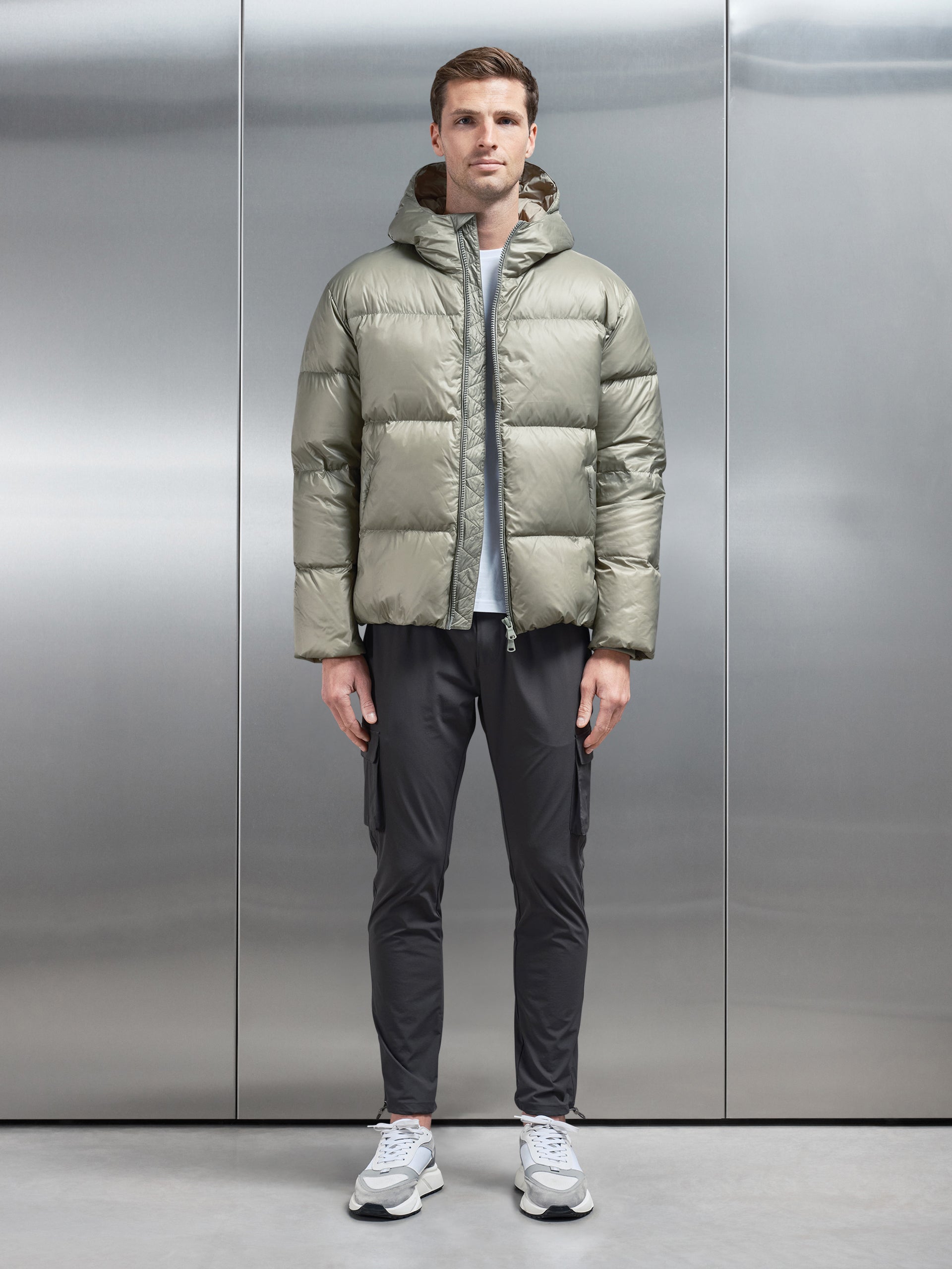 Quilted Down Jacket in Olive