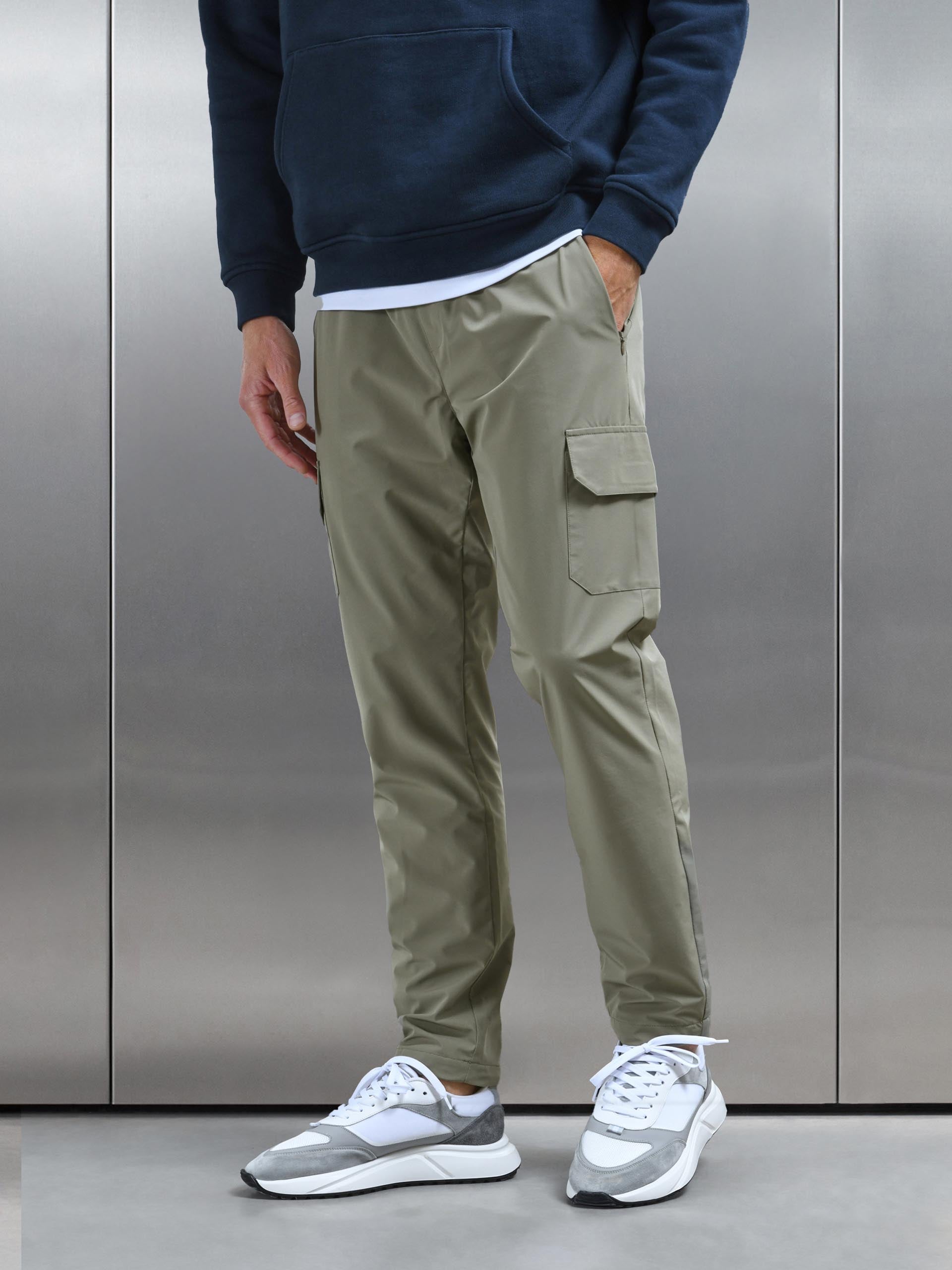 Relaxed Technical Nylon Cargo Pant in Olive
