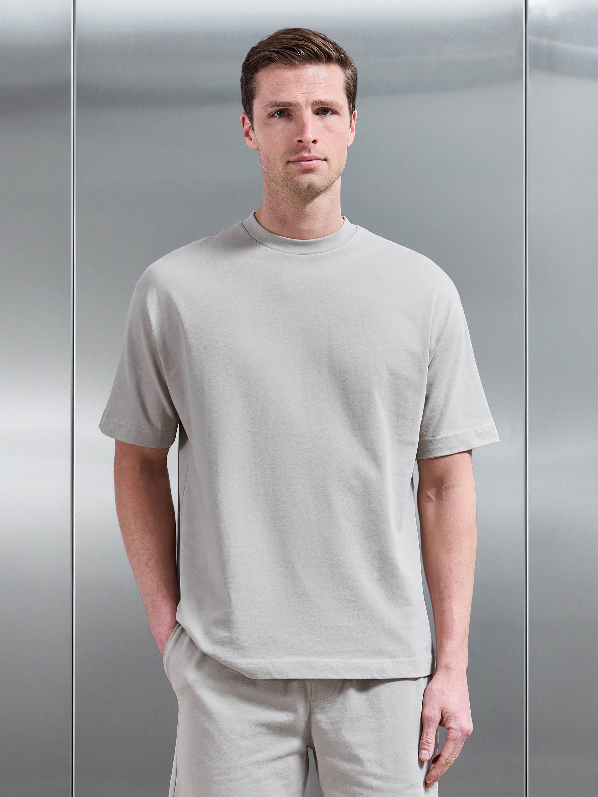 Relaxed Fit Cotton T-Shirt in Stone