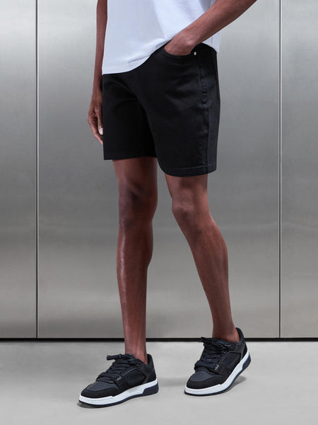 Relaxed Fit Denim Short in Black