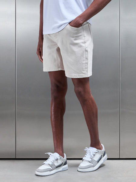 Relaxed Fit Denim Short in Stone