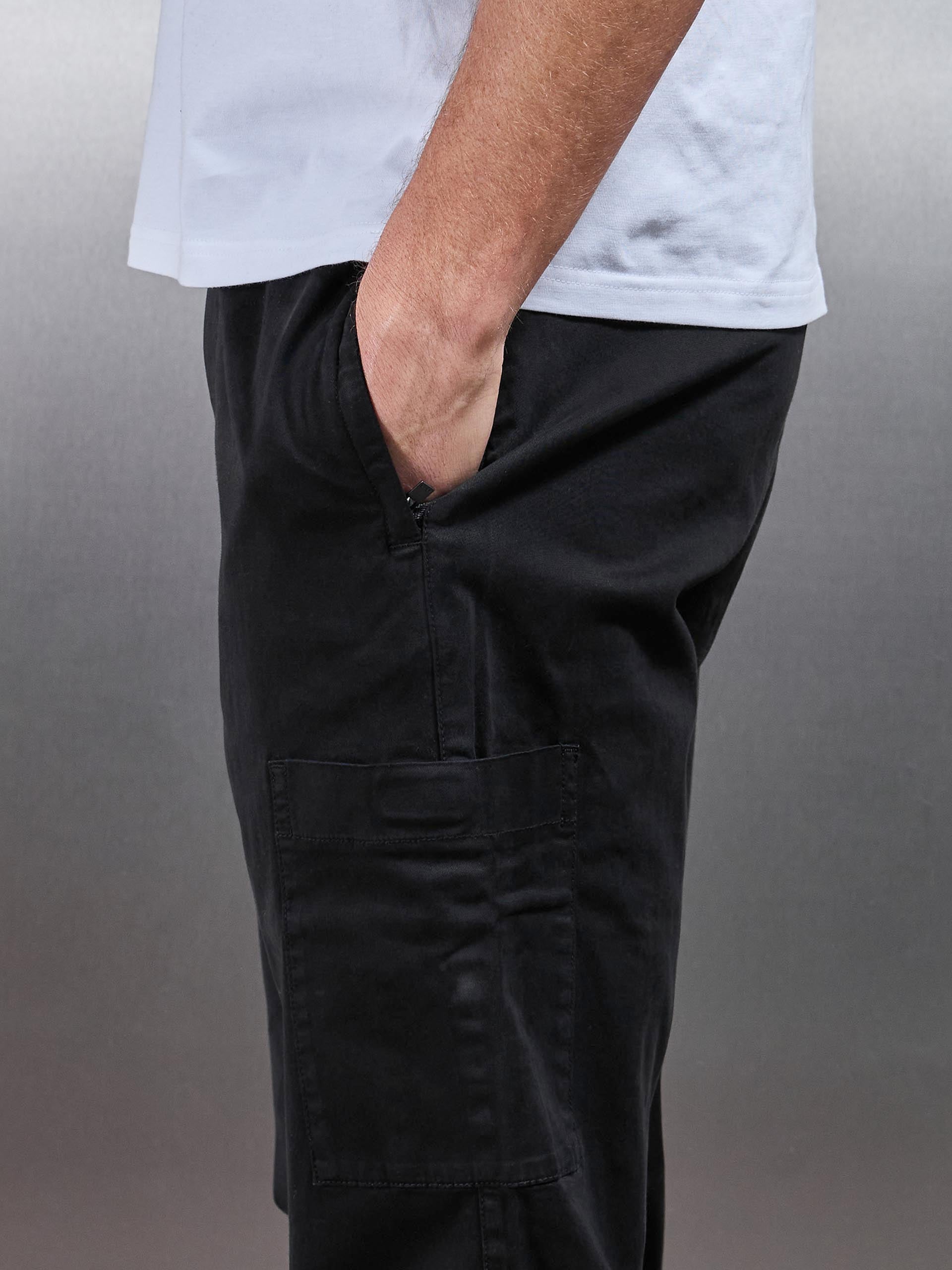 Relaxed Fit Garment Dye Cargo Pant in Black