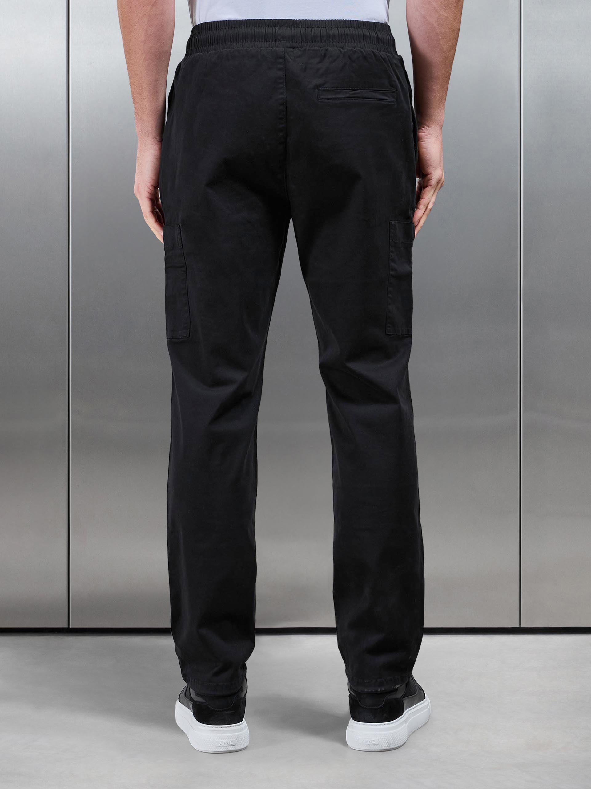 Relaxed Fit Garment Dye Cargo Pant in Black