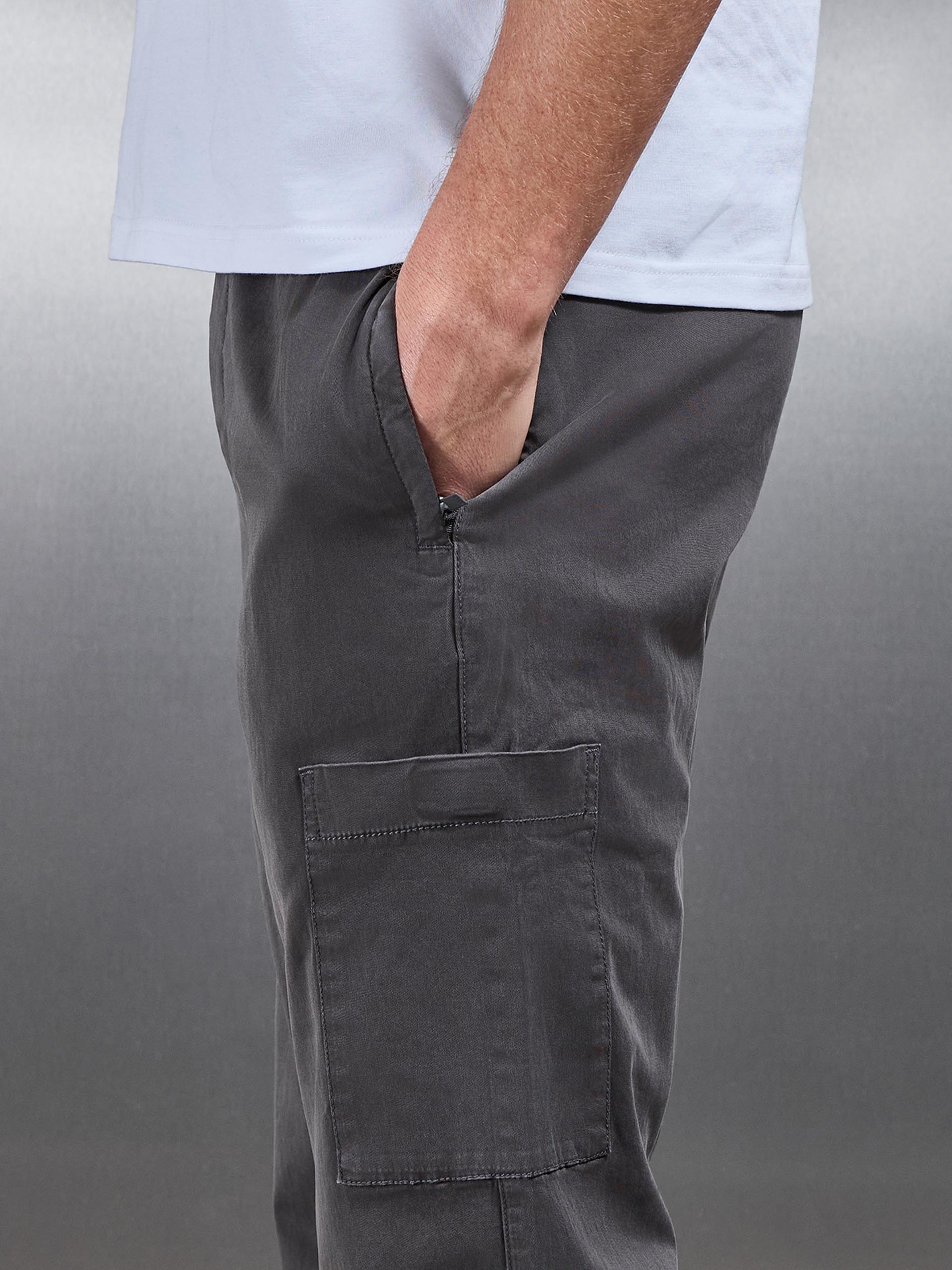 Relaxed Fit Garment Dye Cargo Pant in Grey