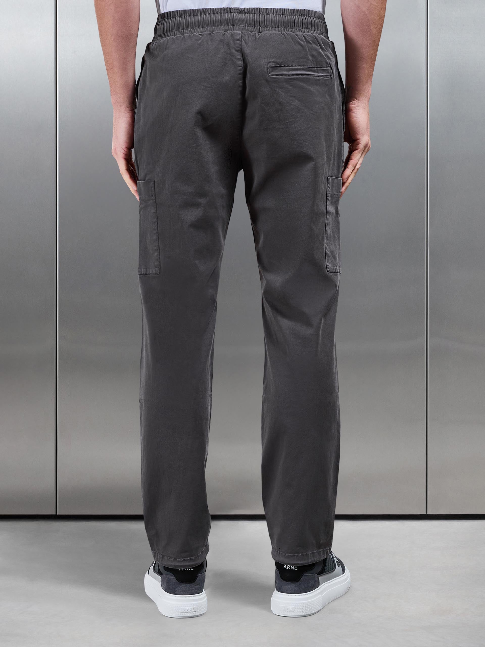 Relaxed Fit Garment Dye Cargo Pant in Grey