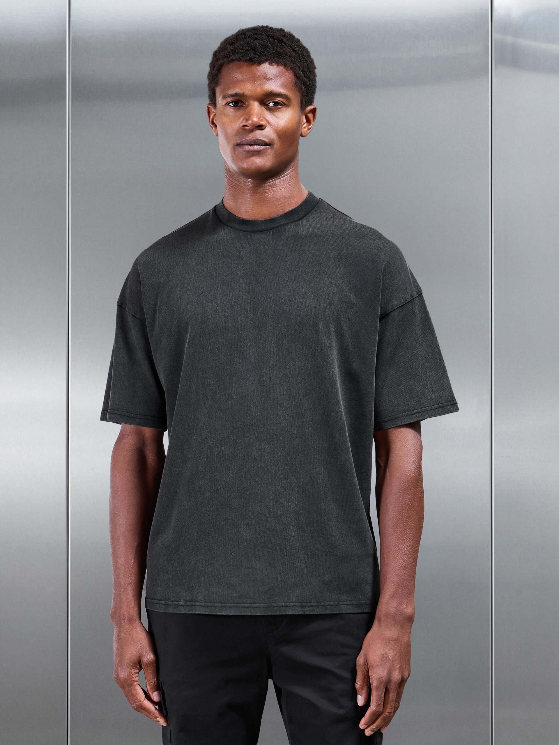 Relaxed Fit Garment Dye T-Shirt in Black