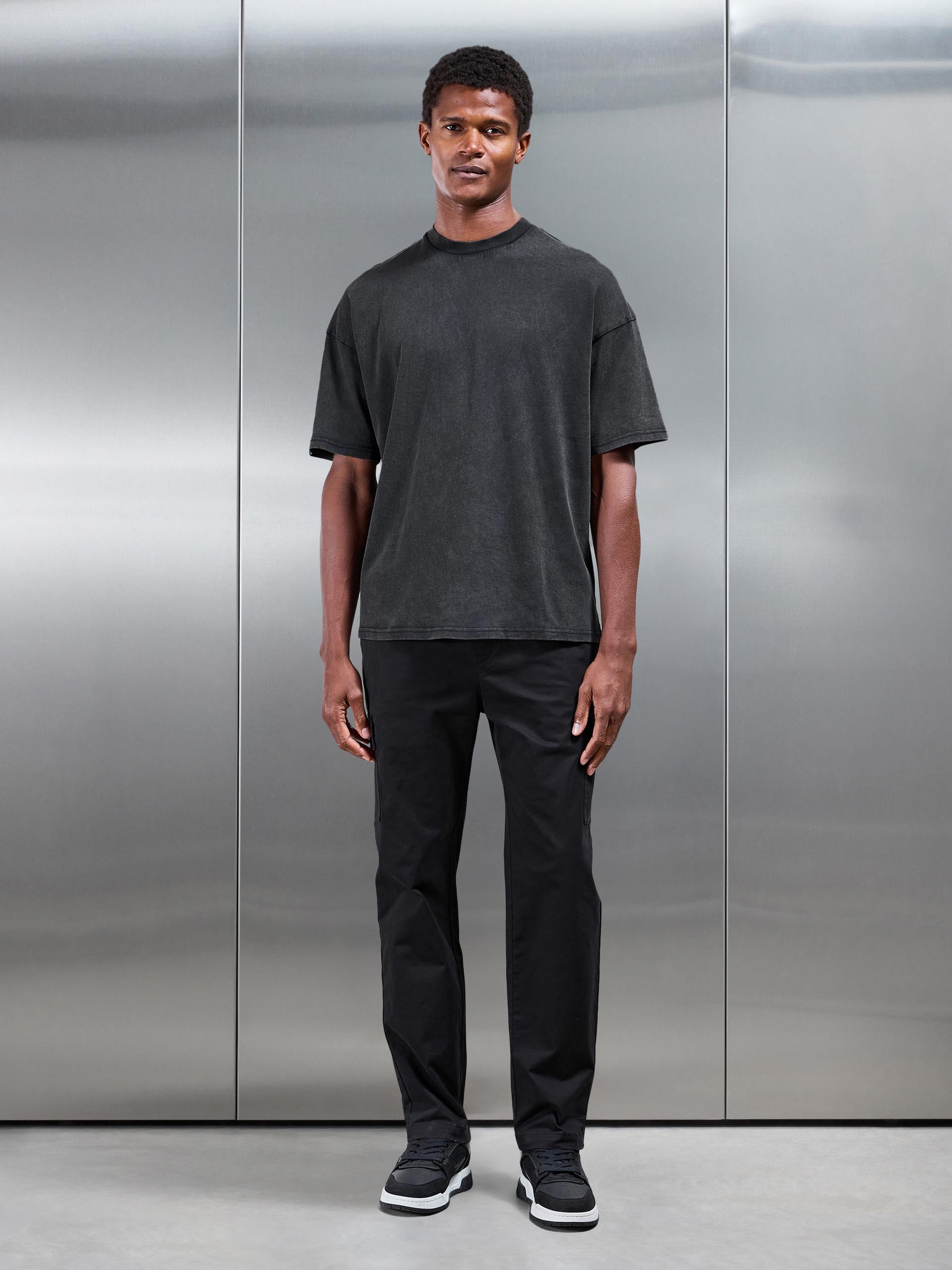 Relaxed Fit Garment Dye T-Shirt in Black