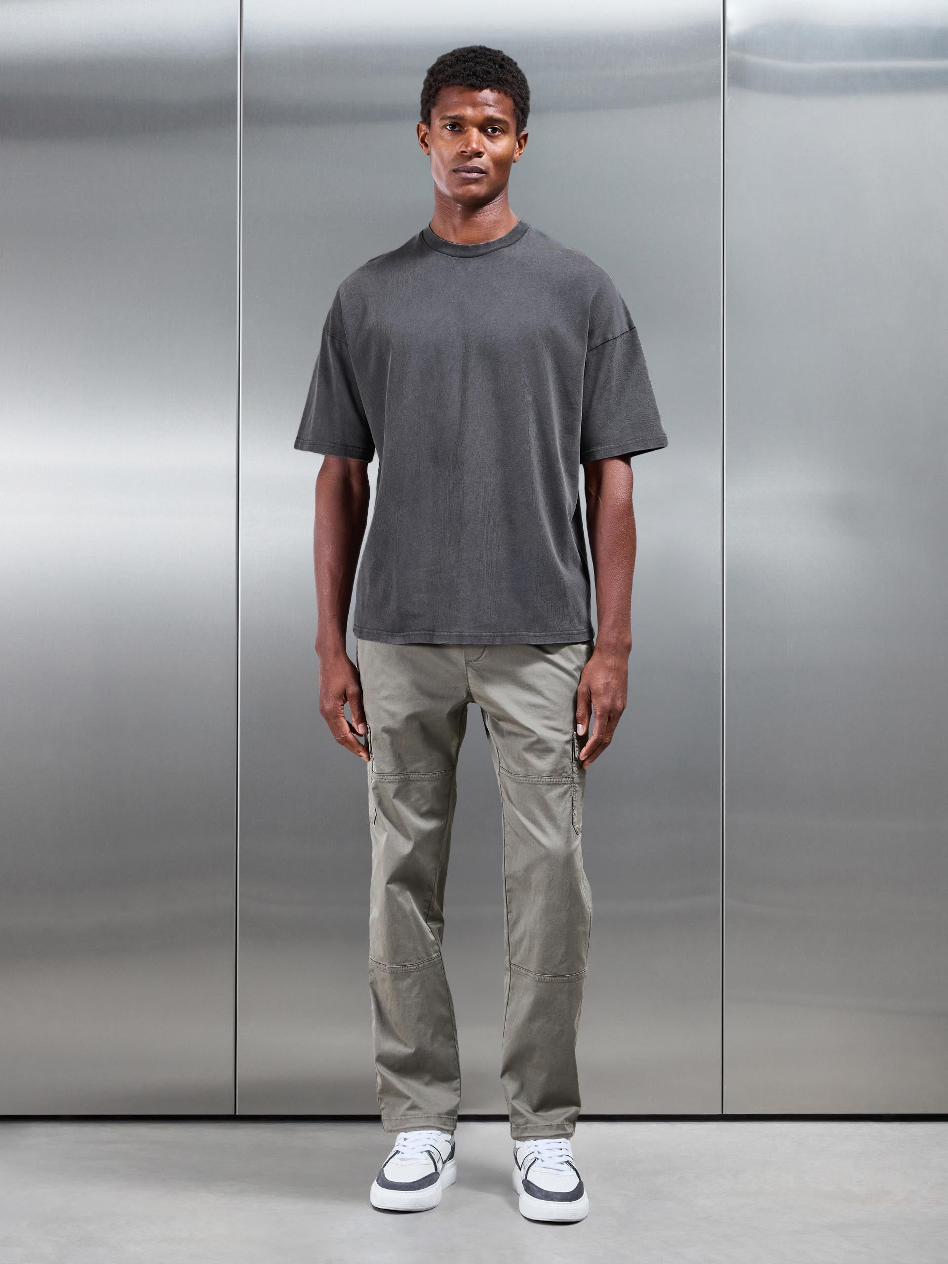 Relaxed Fit Garment Dye T-Shirt in Grey