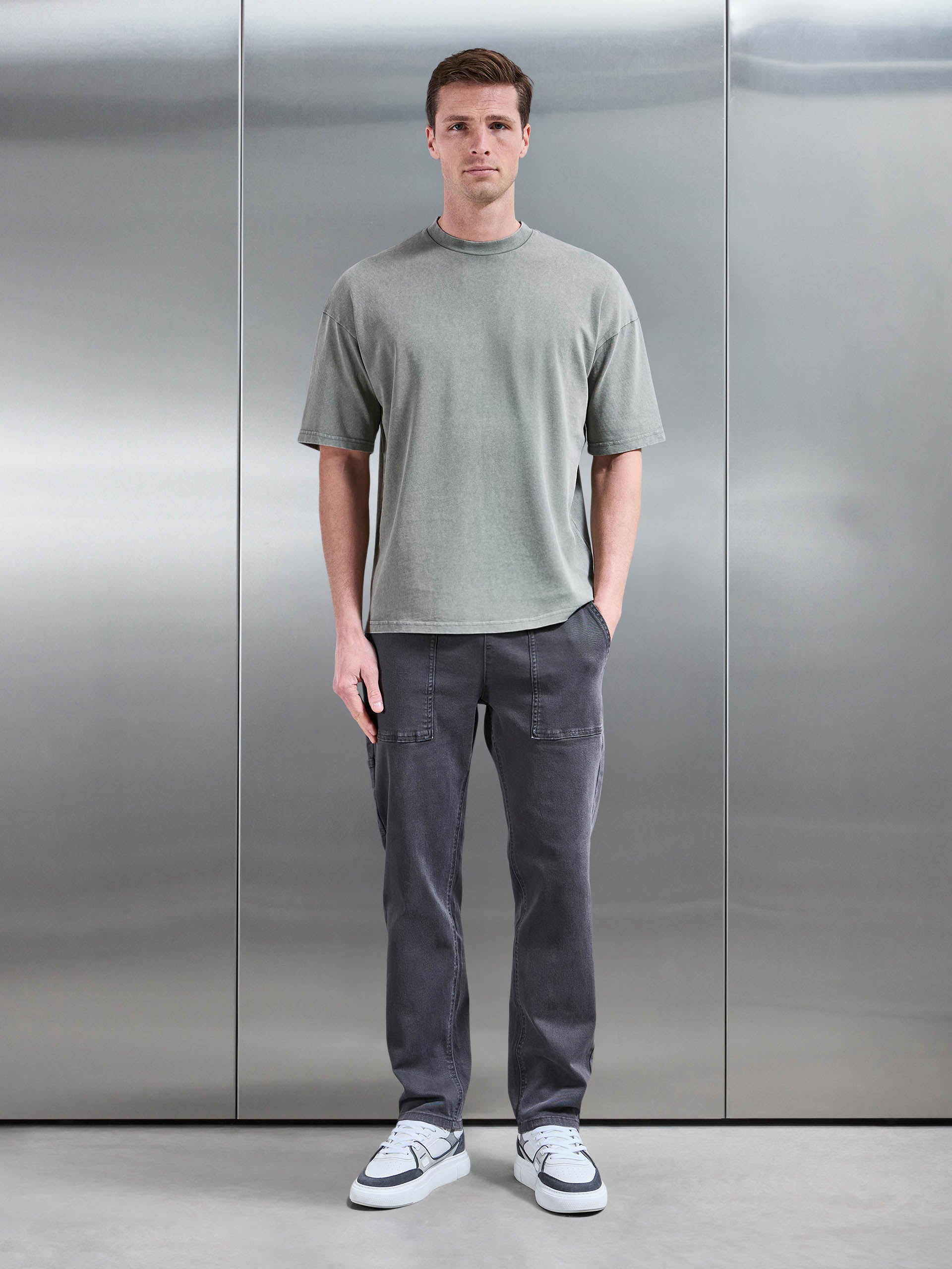 Relaxed Fit Garment Dye T-Shirt in Olive