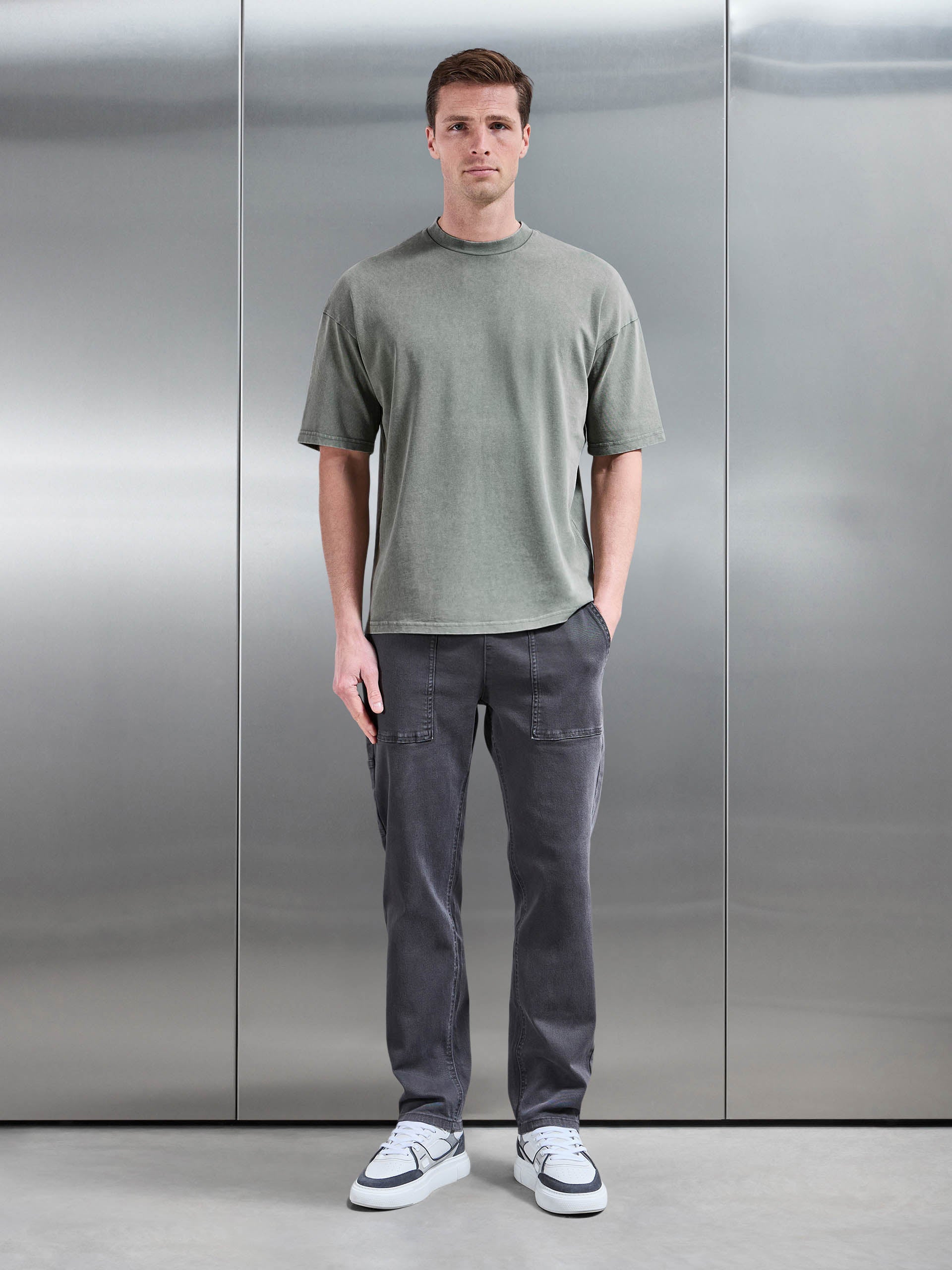 Relaxed Fit Garment Dye T-Shirt in Olive
