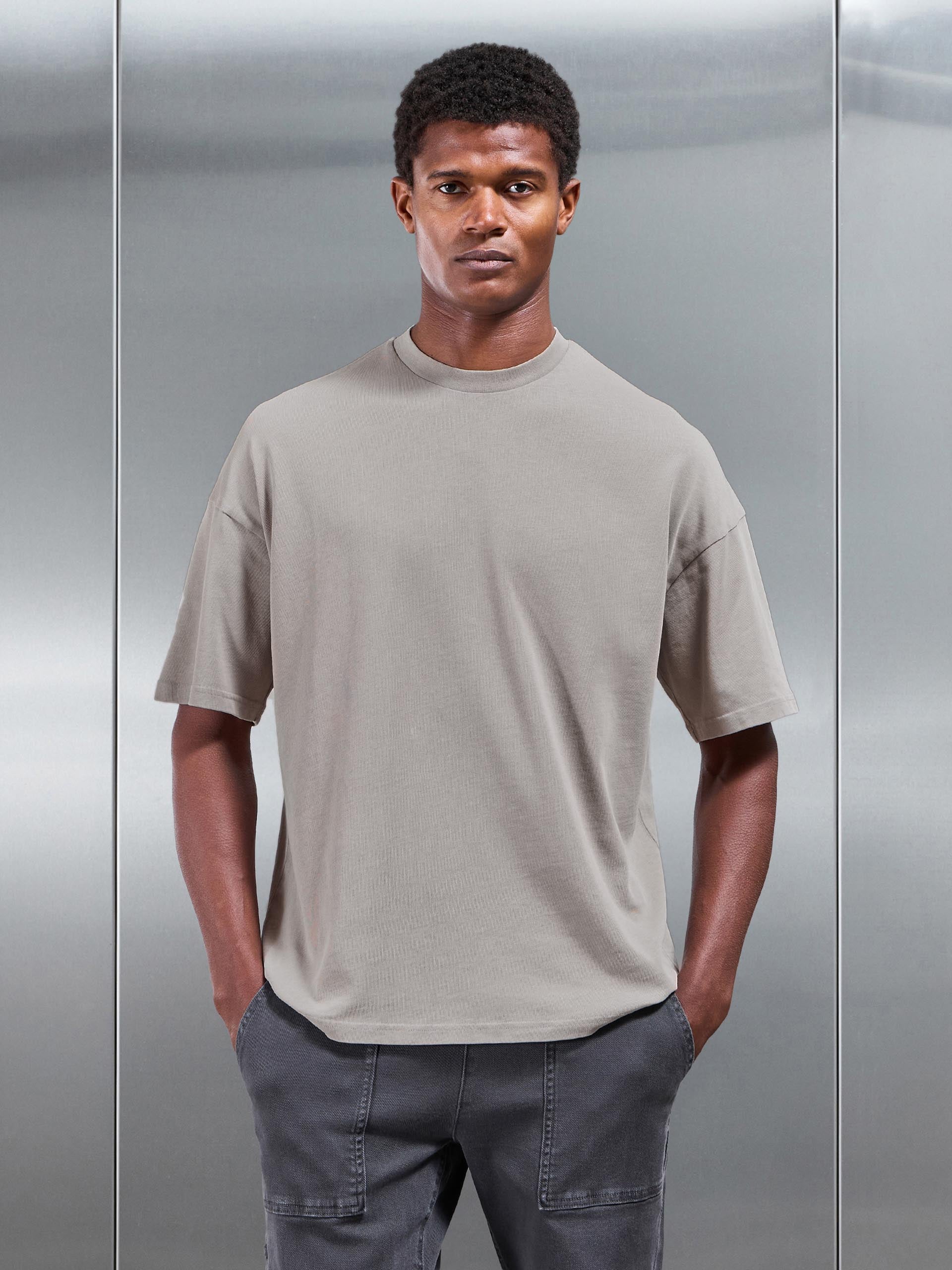 Relaxed Fit Garment Dye T-Shirt in Stone