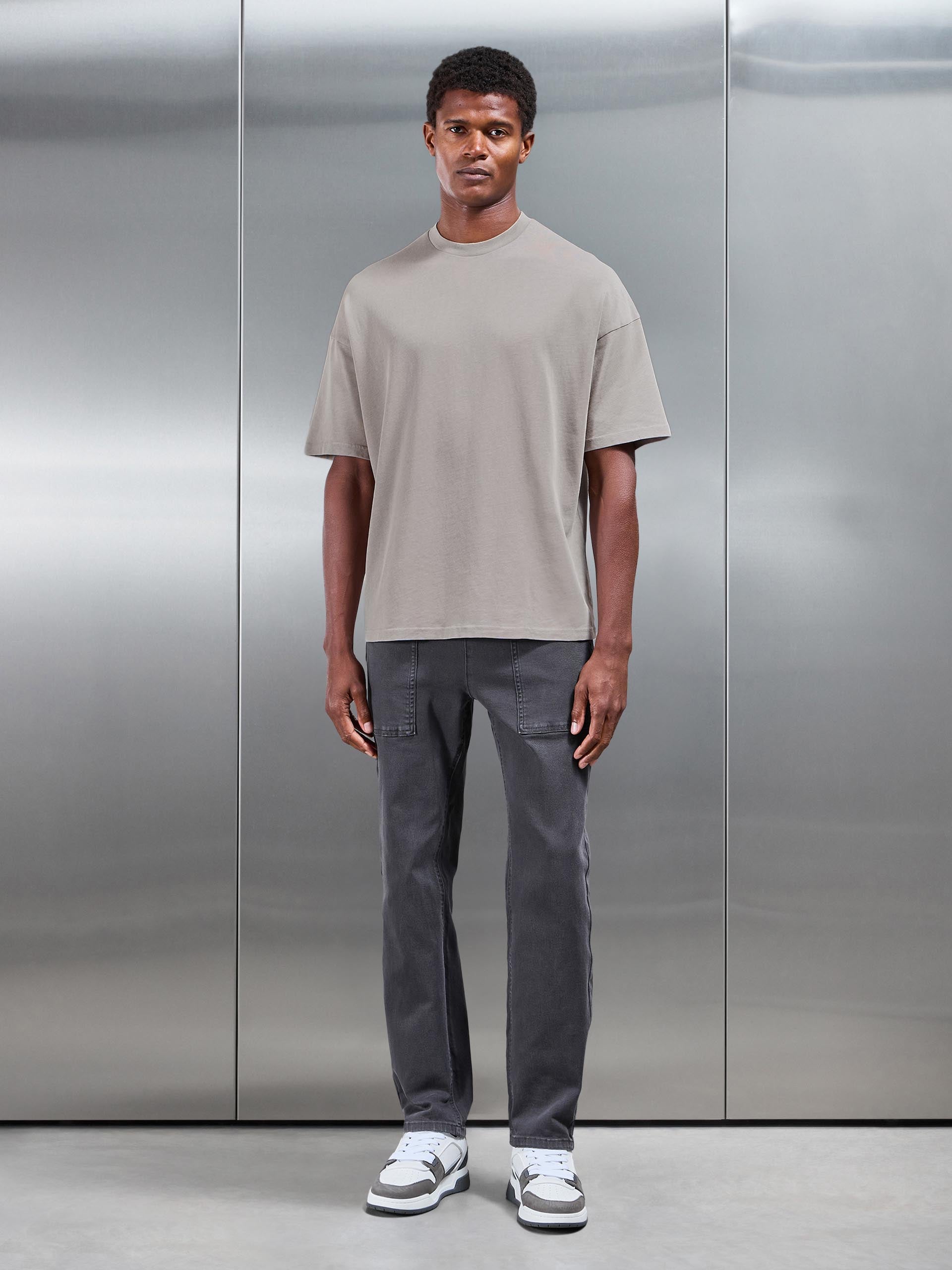 Relaxed Fit Garment Dye T-Shirt in Stone