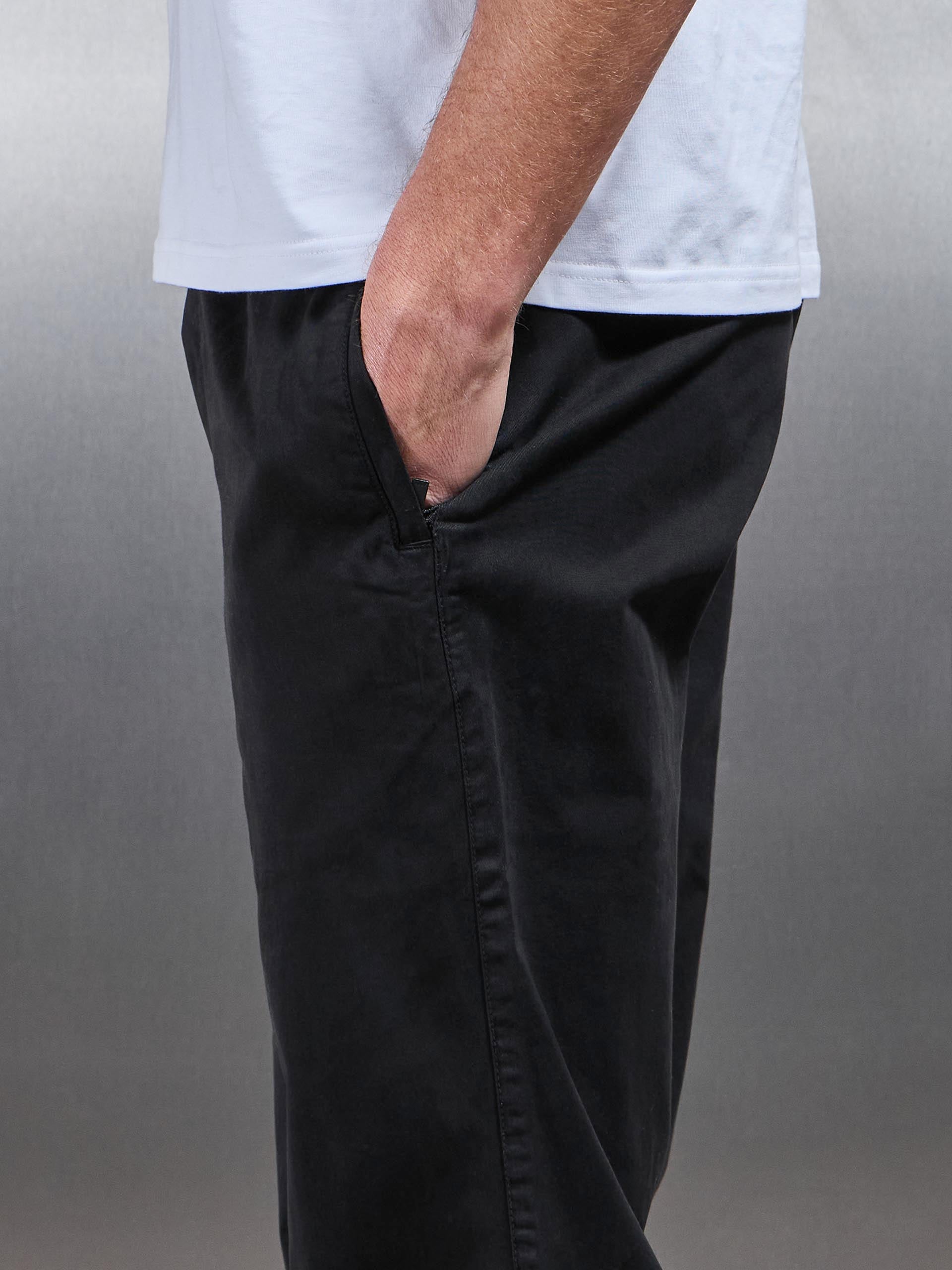 Relaxed Fit Garment Dye Trouser in Black