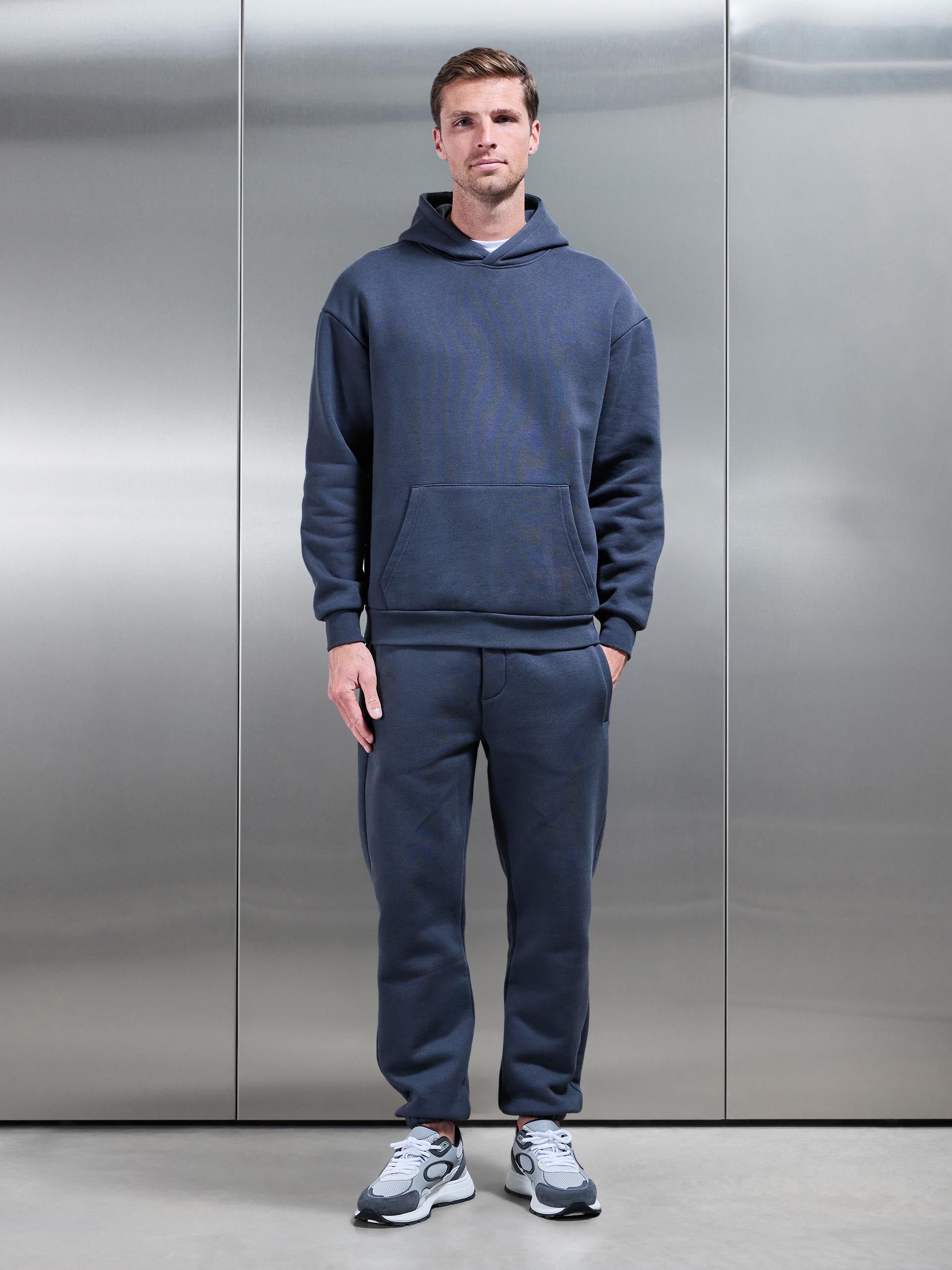 Relaxed Fit Hoodie in Slate Blue