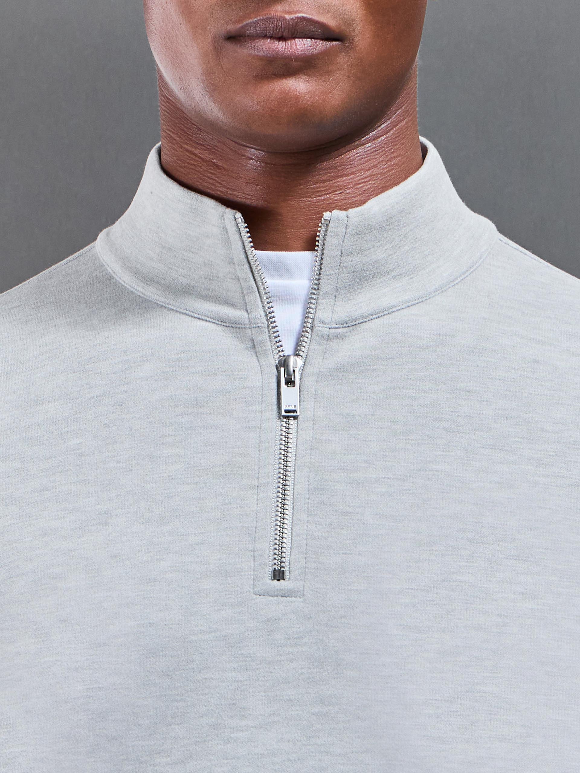 Relaxed Fit Knitted Half Zip in Marl Grey