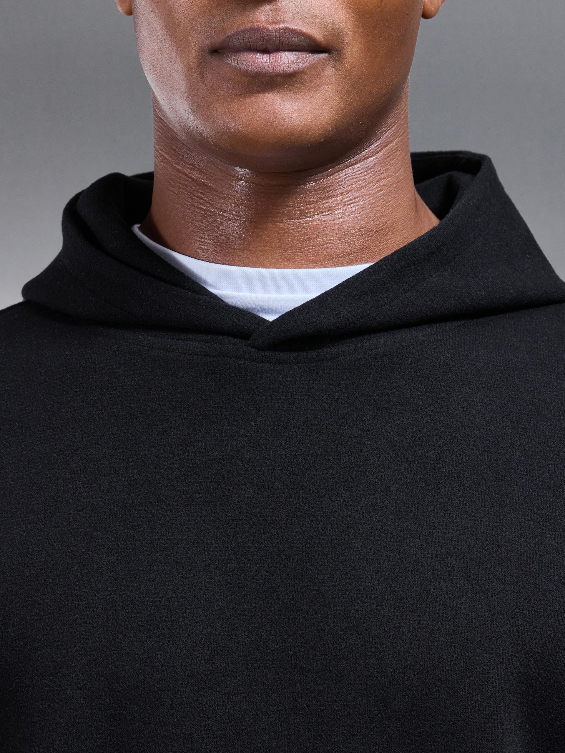 Relaxed Fit Knitted Hoodie in Black
