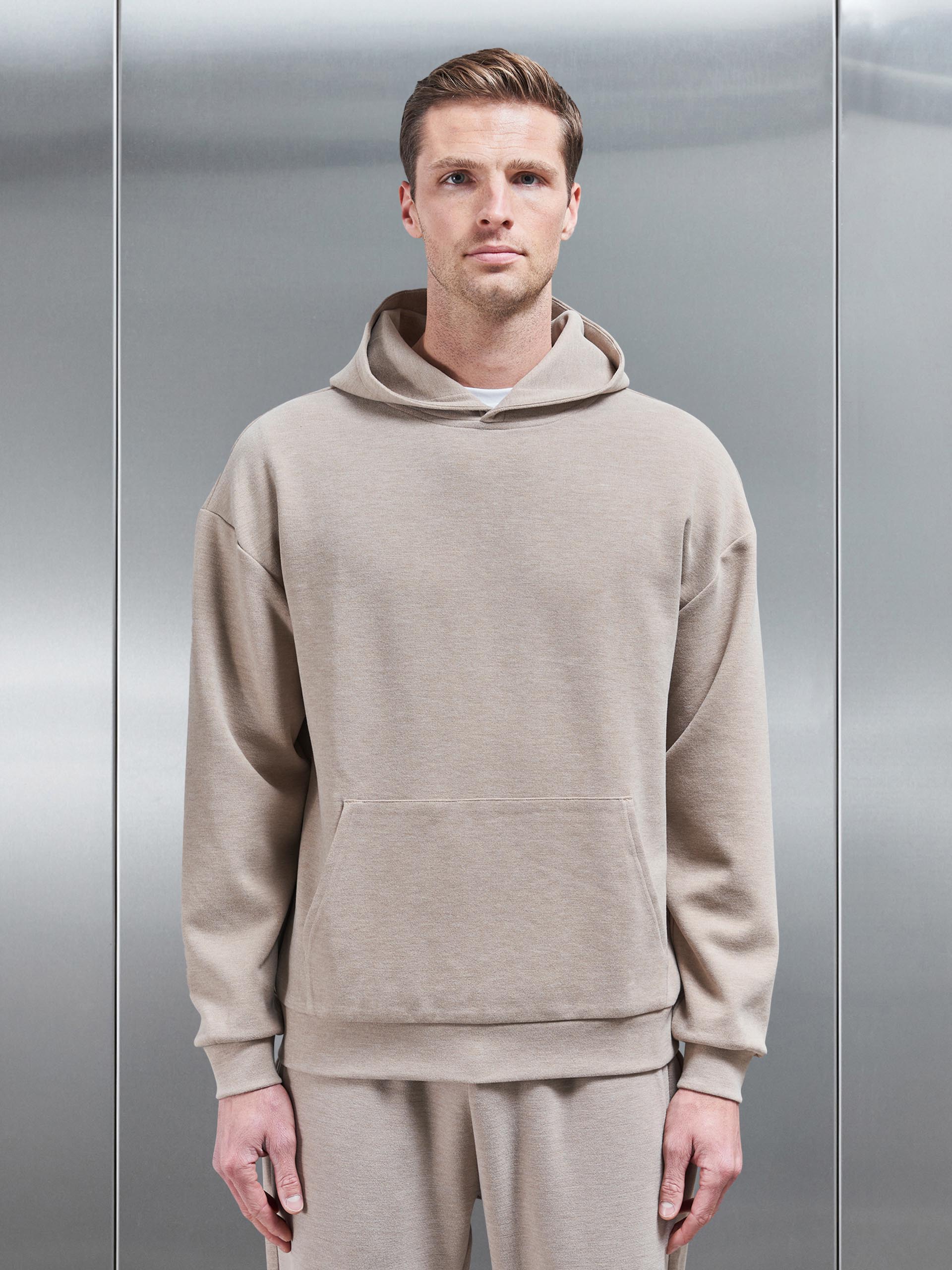 Relaxed Knitted Hoodie in Stone