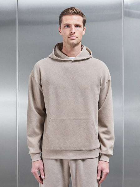 Relaxed Fit Knitted Hoodie in Stone