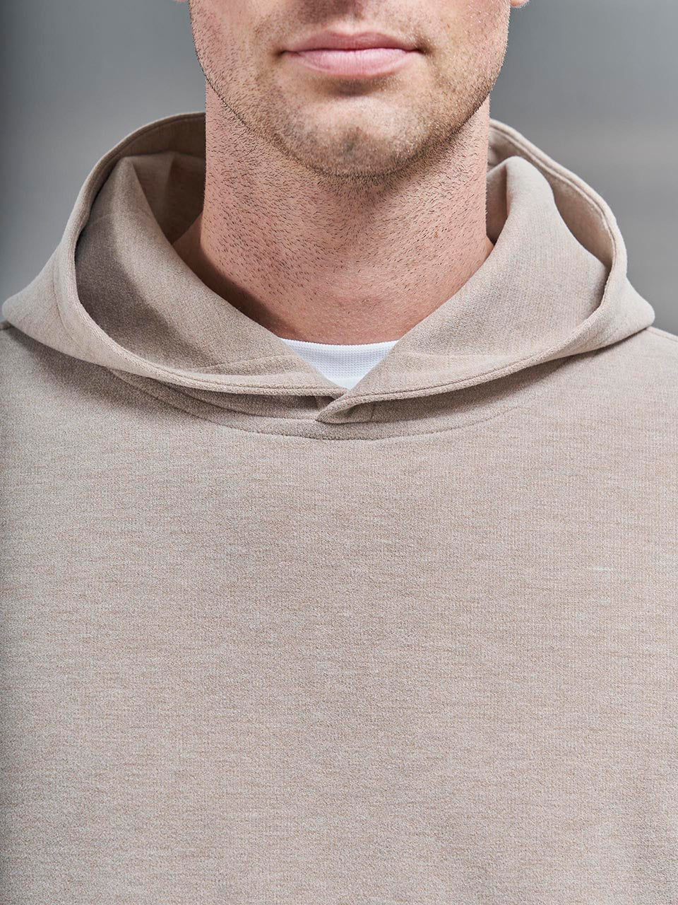 Relaxed Knitted Hoodie in Stone