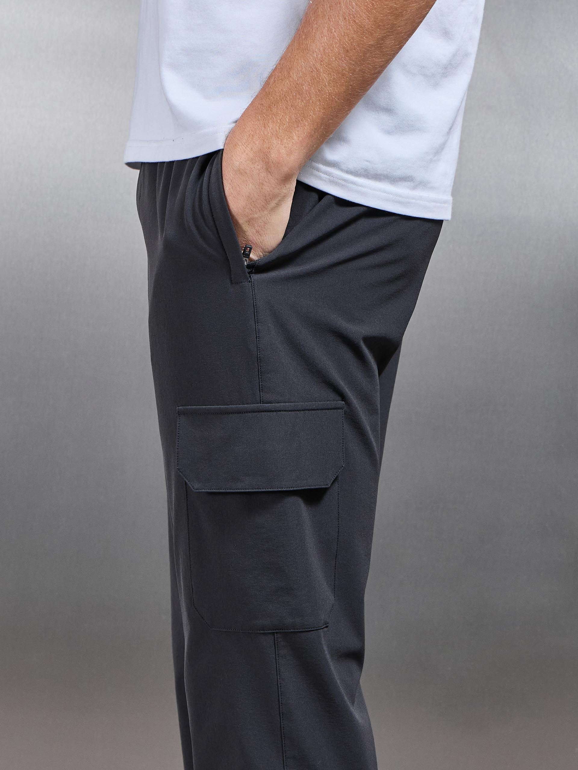 Relaxed Fit Nylon Cargo Pant in Grey