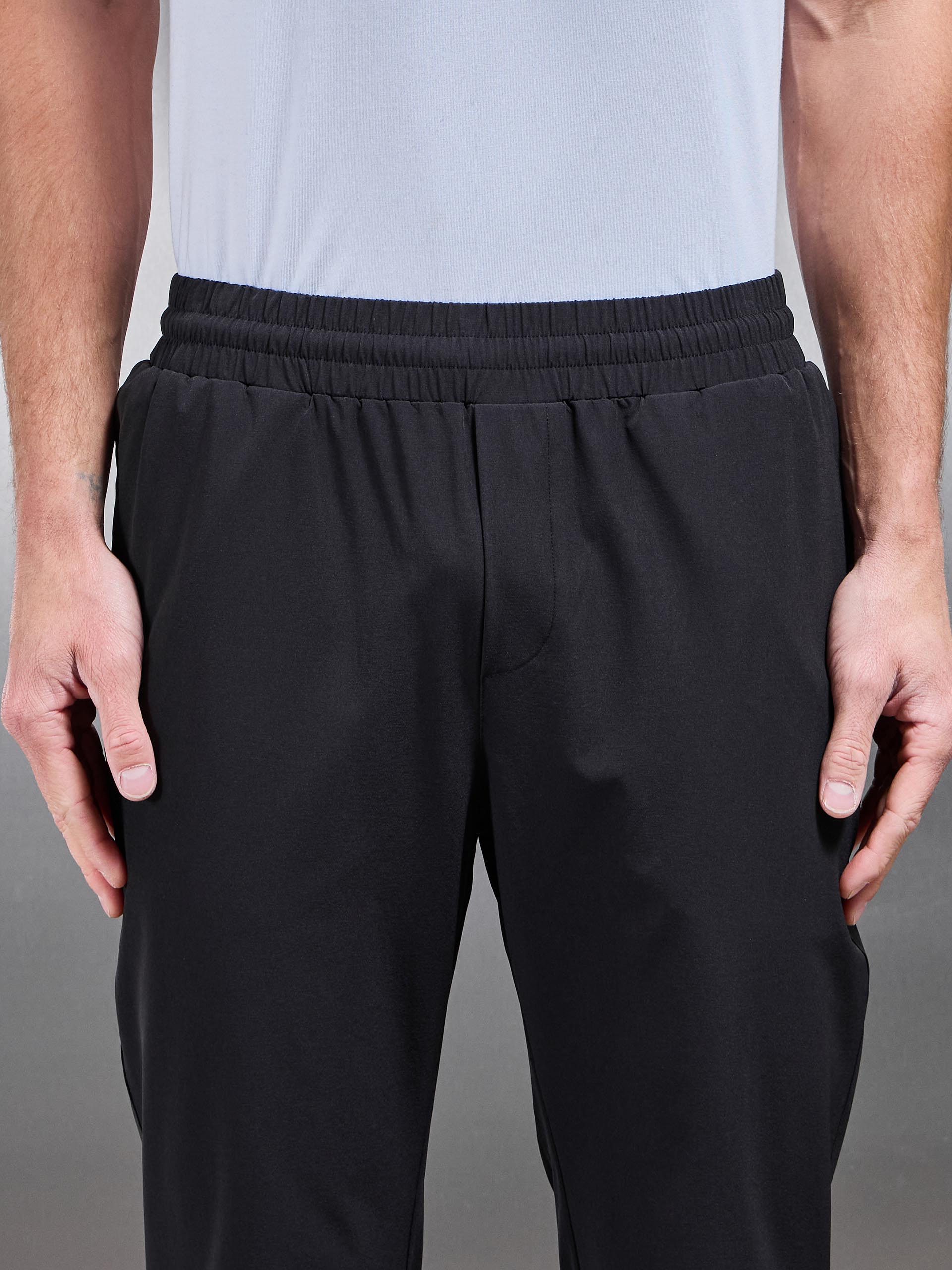 Relaxed Fit Nylon Trackpant in Black