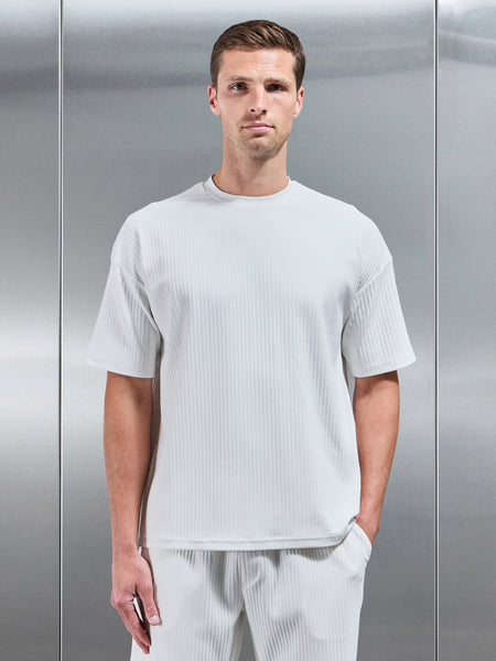 Relaxed Fit Pleated T-Shirt in Off White