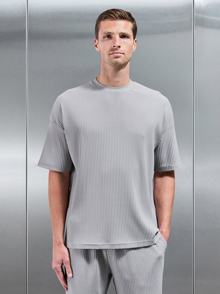 Relaxed Fit Pleated T-Shirt in Stone