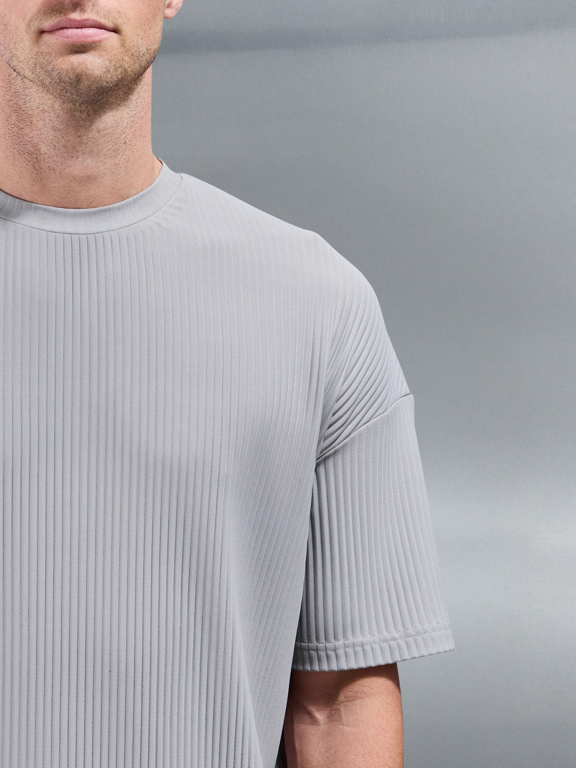 Relaxed Fit Pleated T-Shirt in Stone