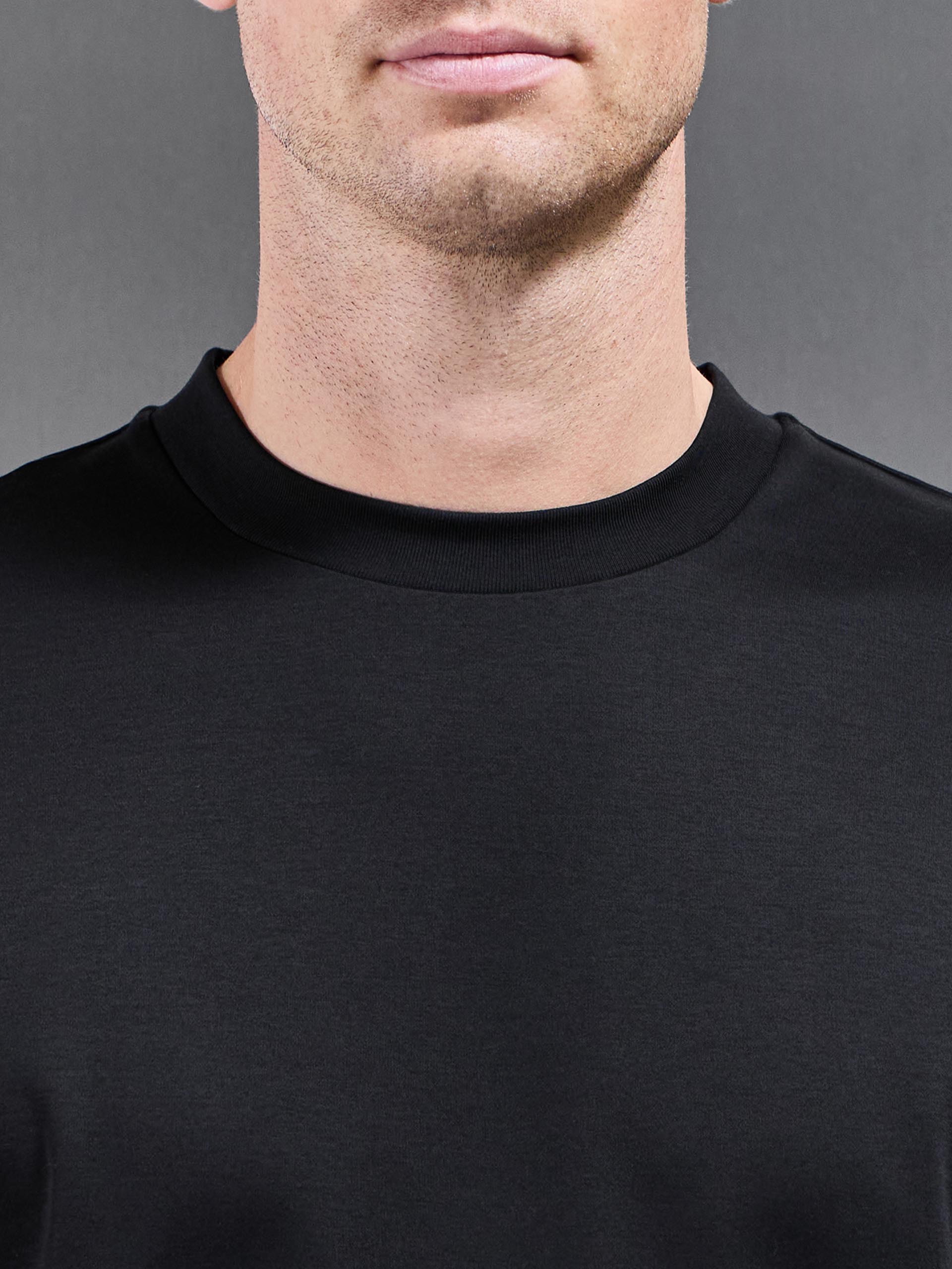 Relaxed Mercerised Interlock T-Shirt in Black