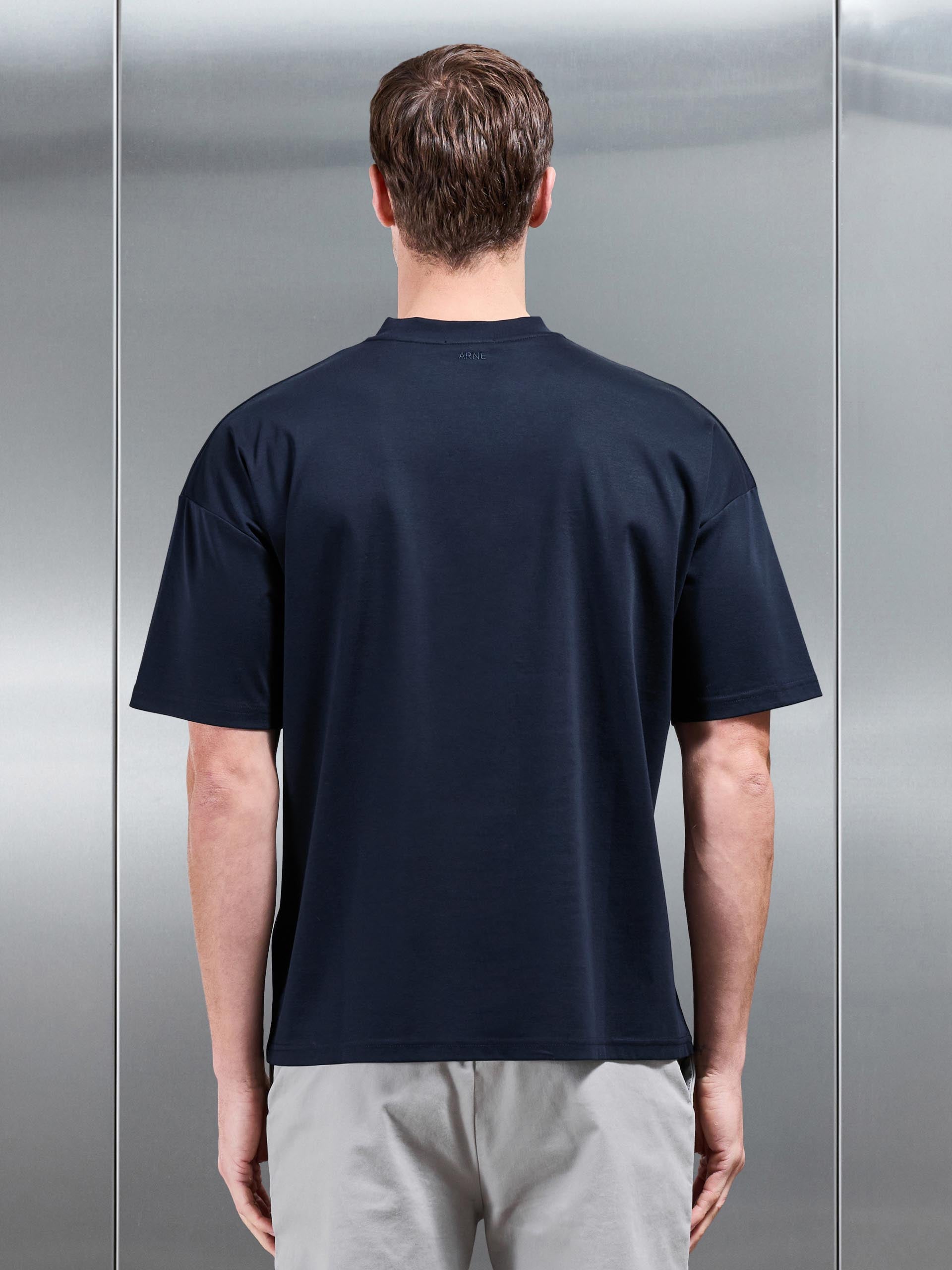Relaxed Mercerised Interlock T-Shirt in Navy