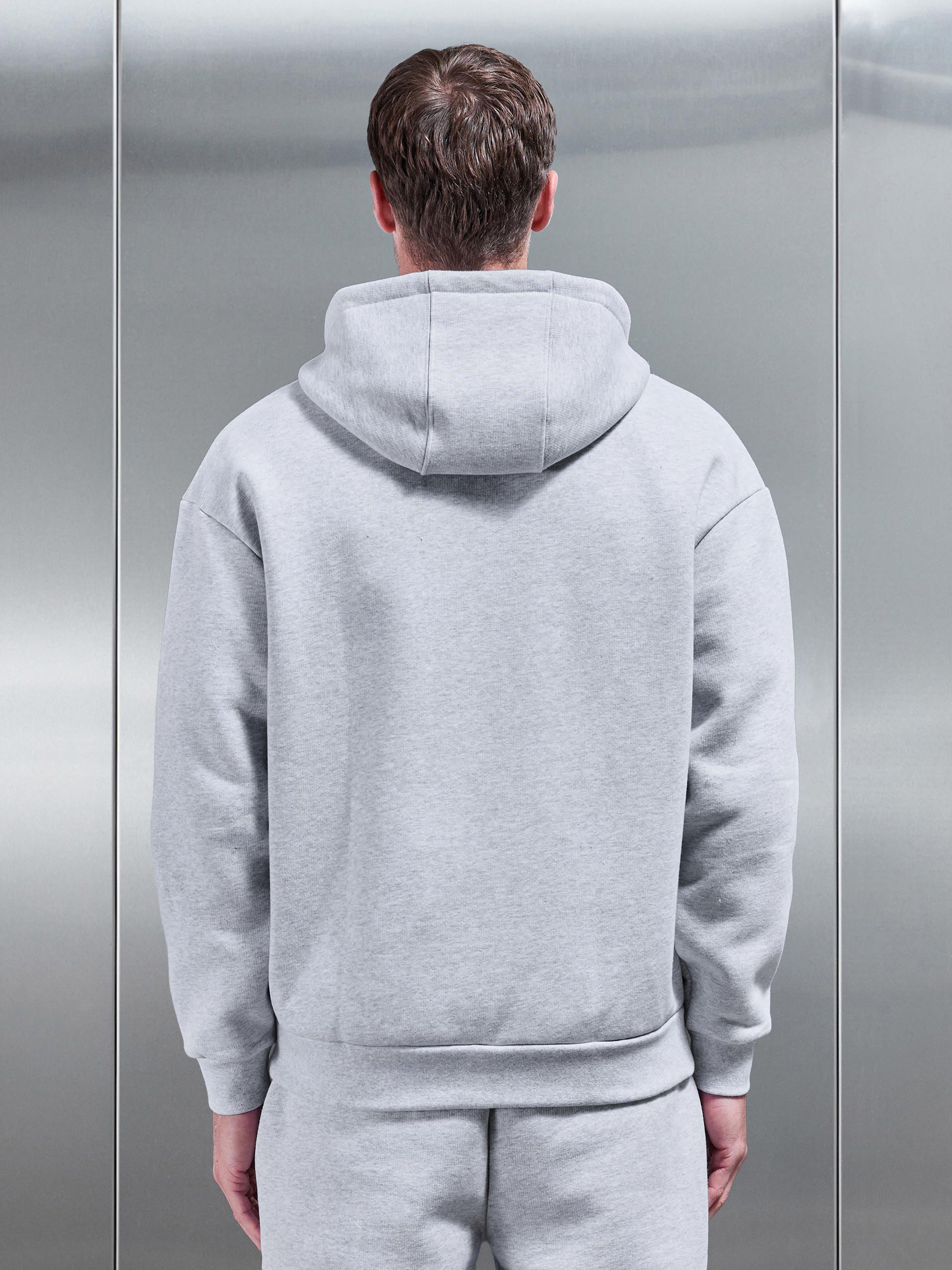 Relaxed Zip Through Hoodie in Marl Grey