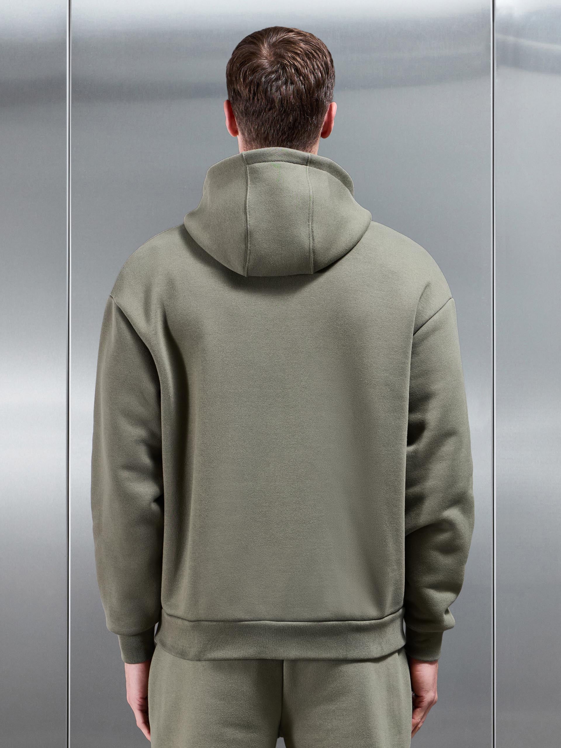 Relaxed Zip Through Hoodie in Olive