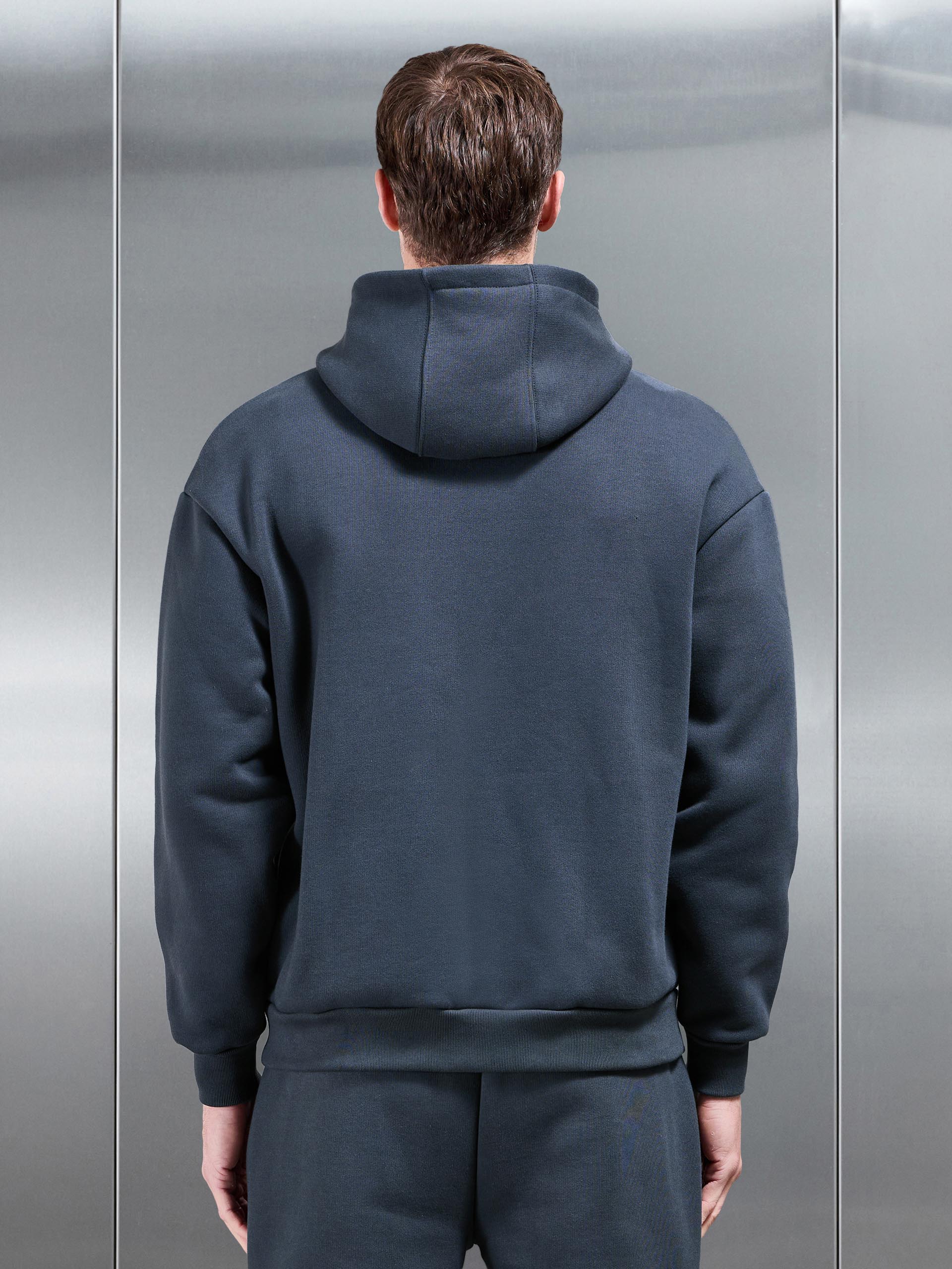 Relaxed Zip Through Hoodie in Slate Blue