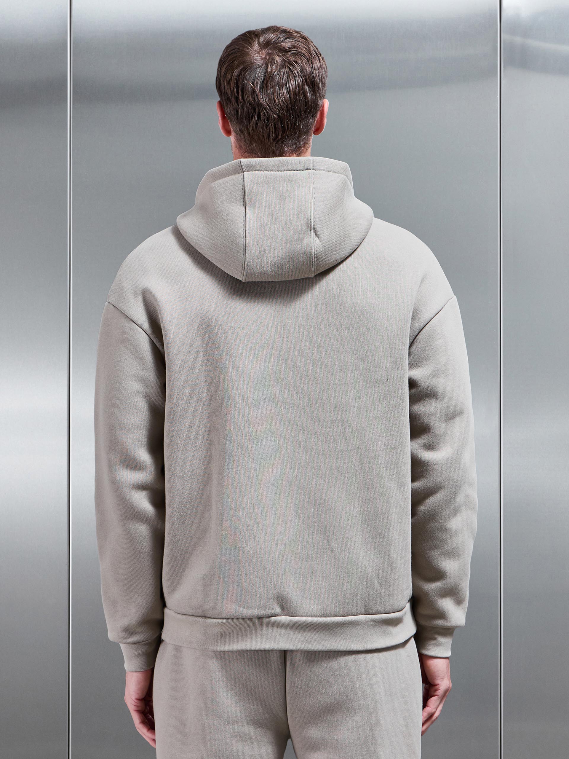 Relaxed Zip Through Hoodie in Stone