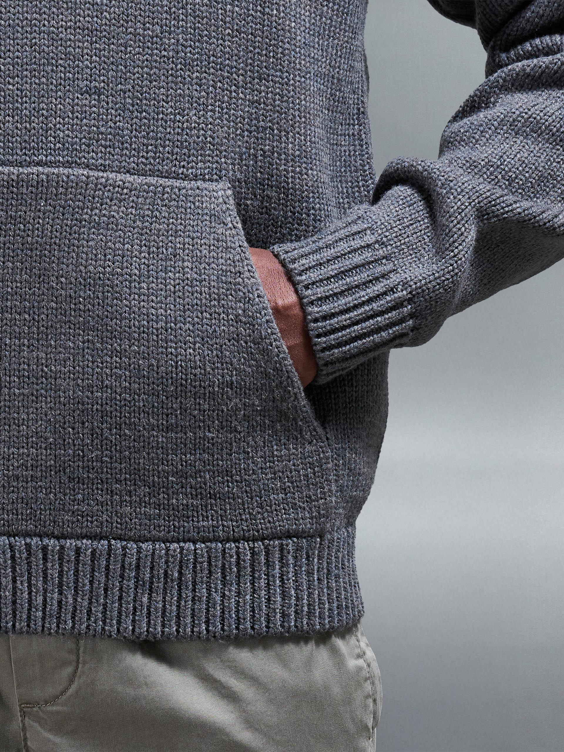 Relaxed Fit Chunky Knitted Hoodie in Grey