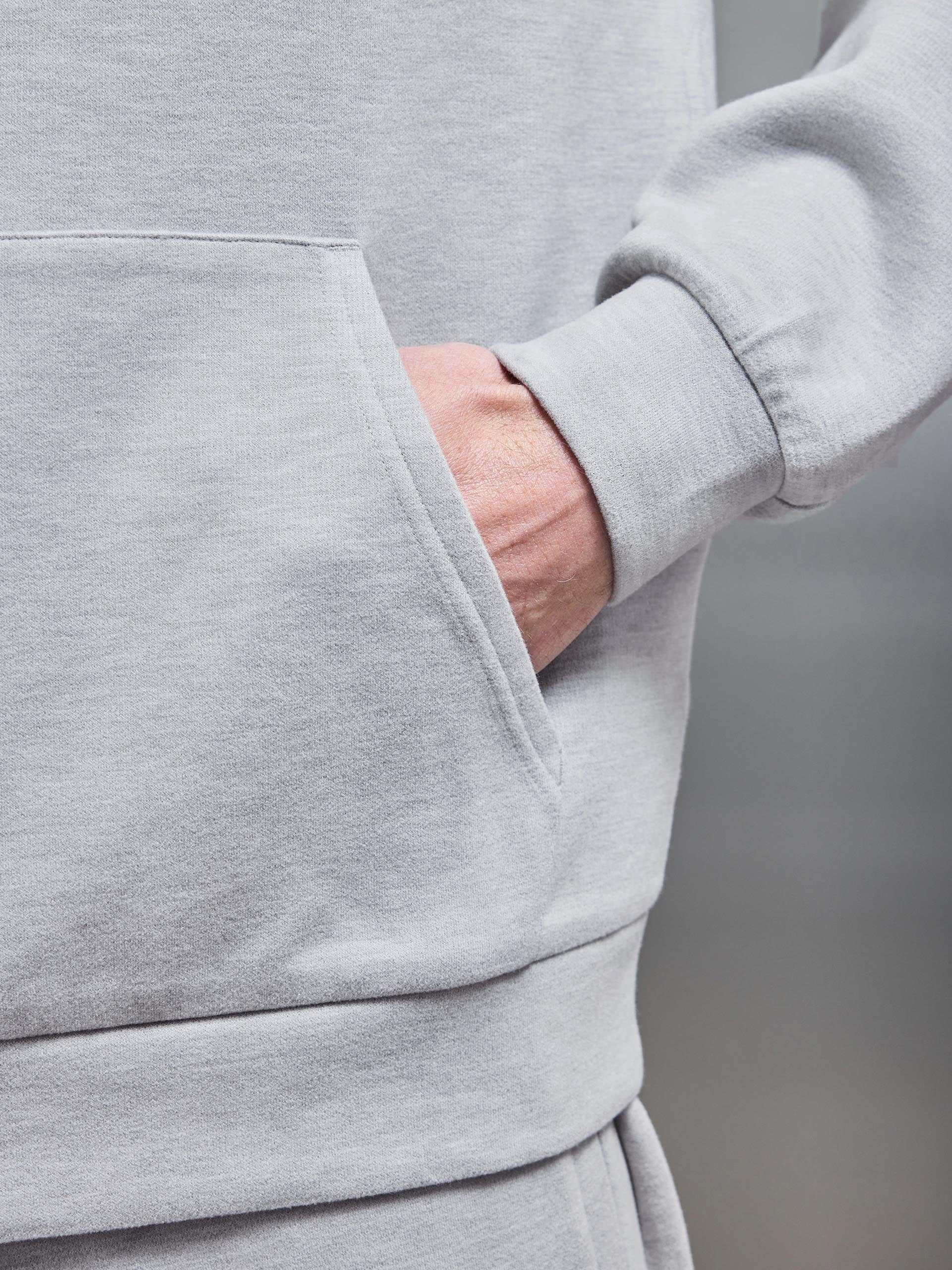Relaxed Knitted Hoodie in Marl Grey